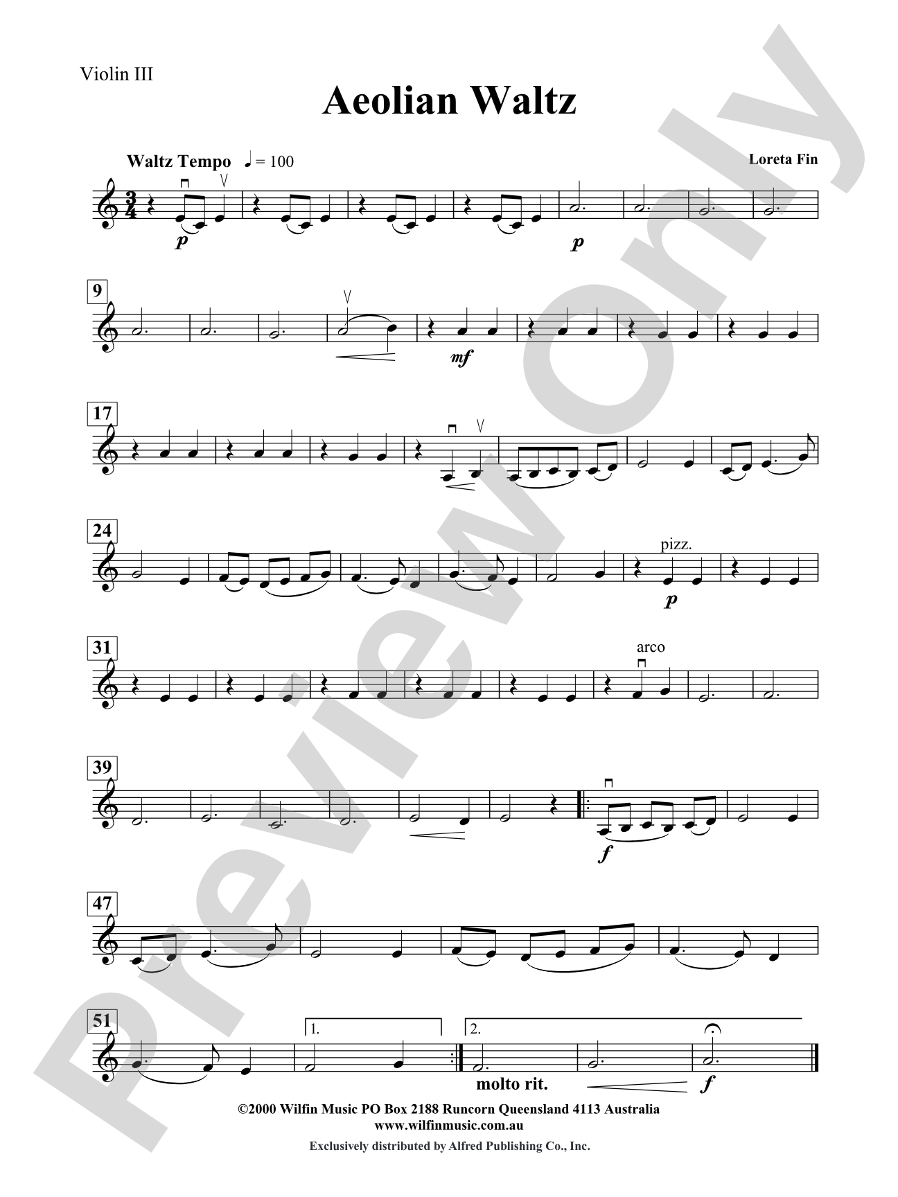 Aeolian Waltz: 3rd Violin (Viola [TC])
