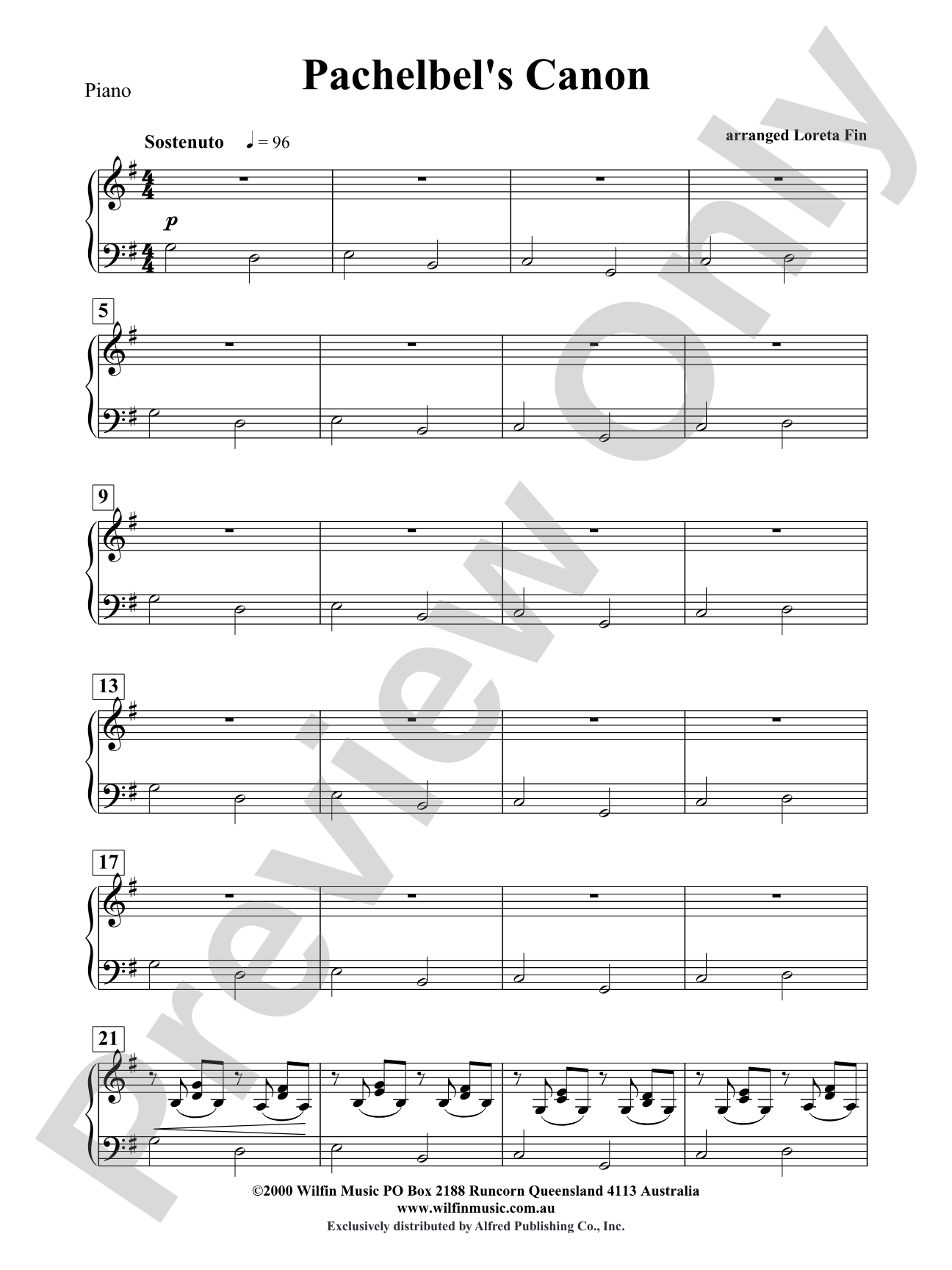 Pachelbel's Canon: Piano Accompaniment