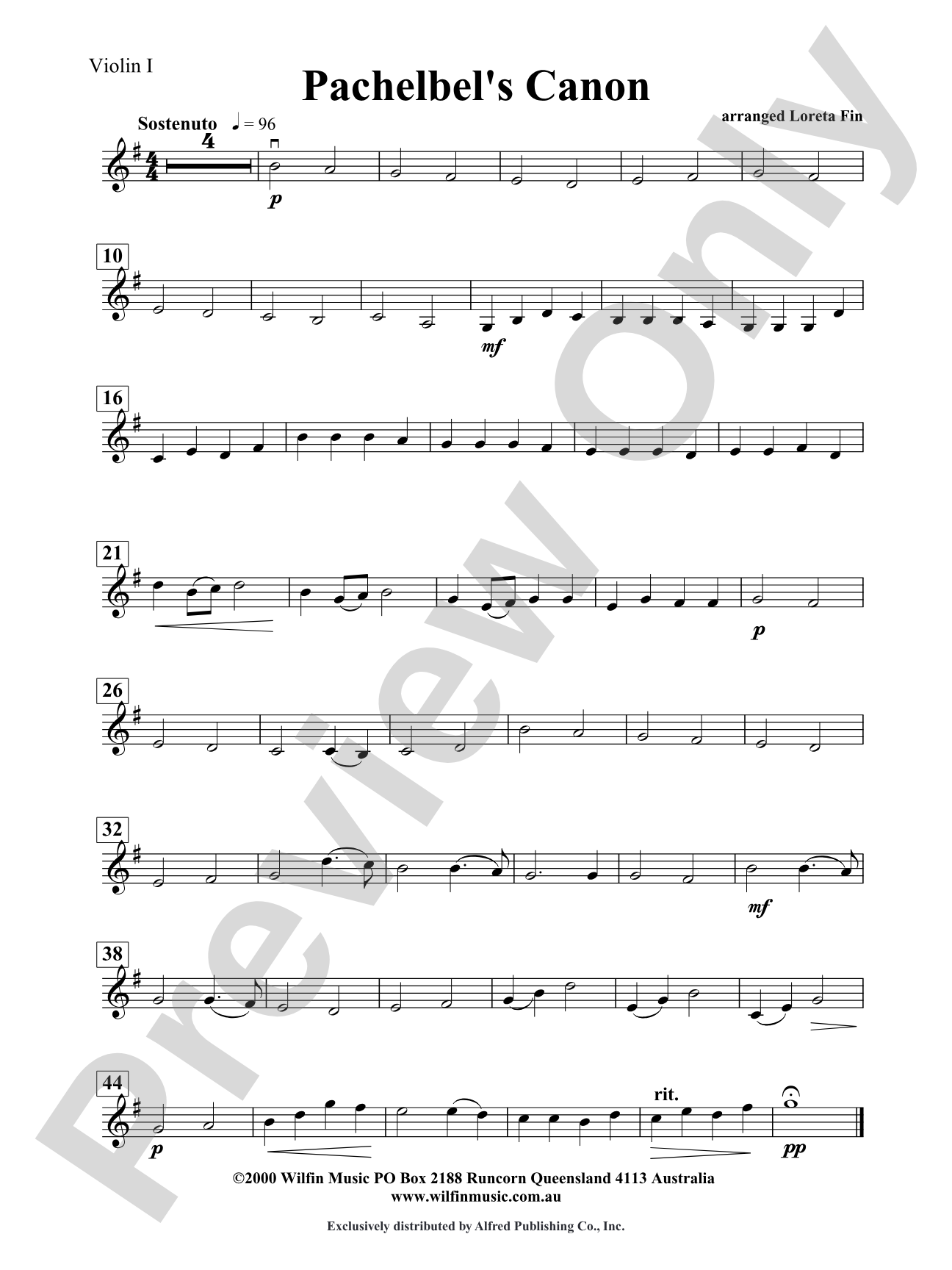 Pachelbel's Canon: 1st Violin