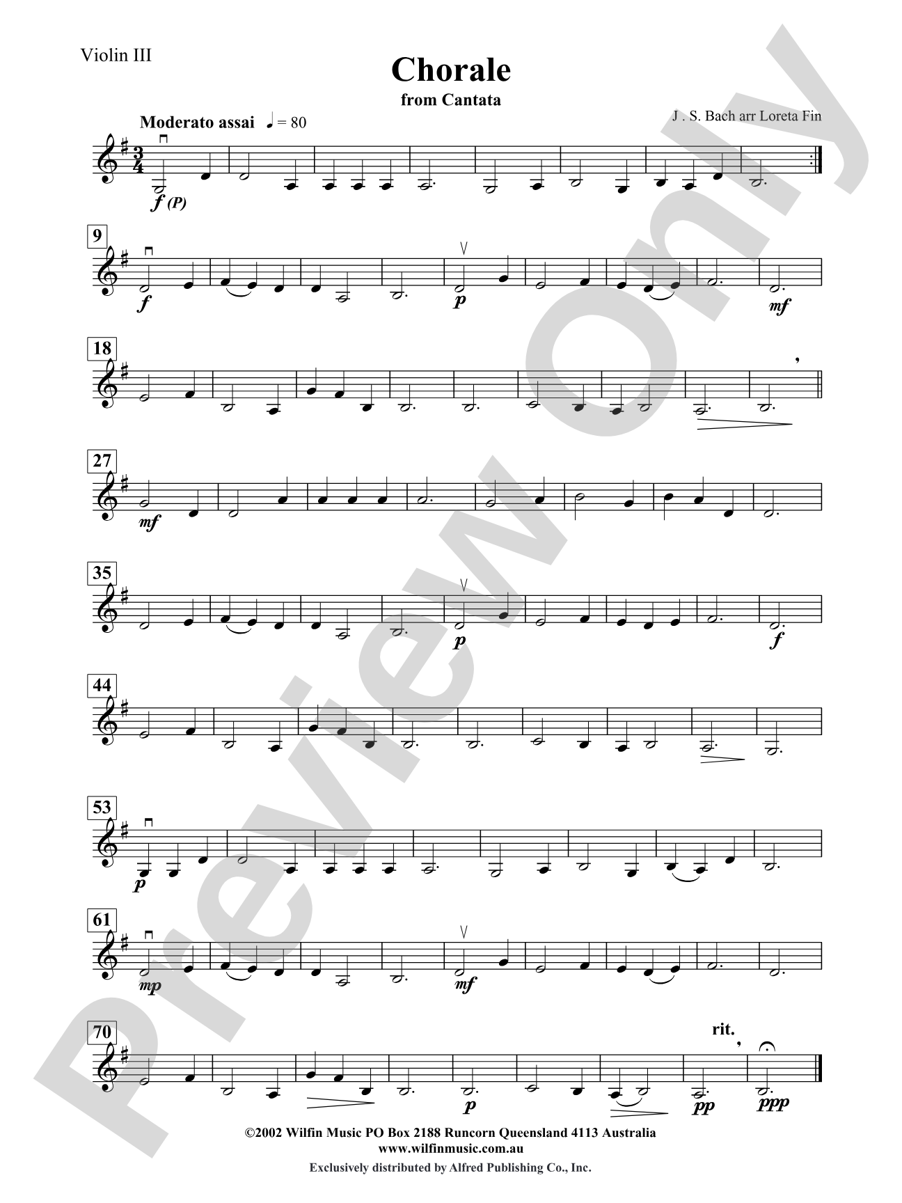 Chorale: 3rd Violin (Viola [TC])
