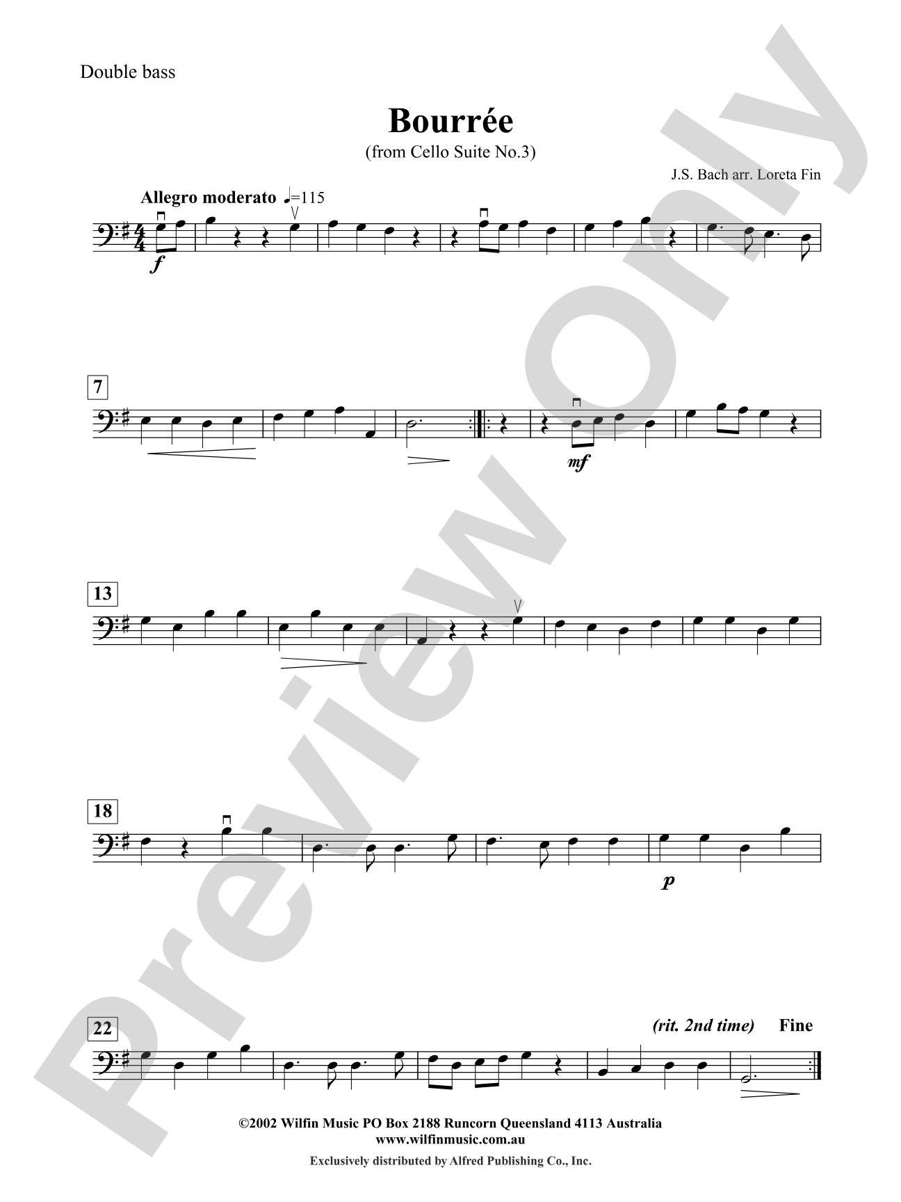 Bourree: String Bass