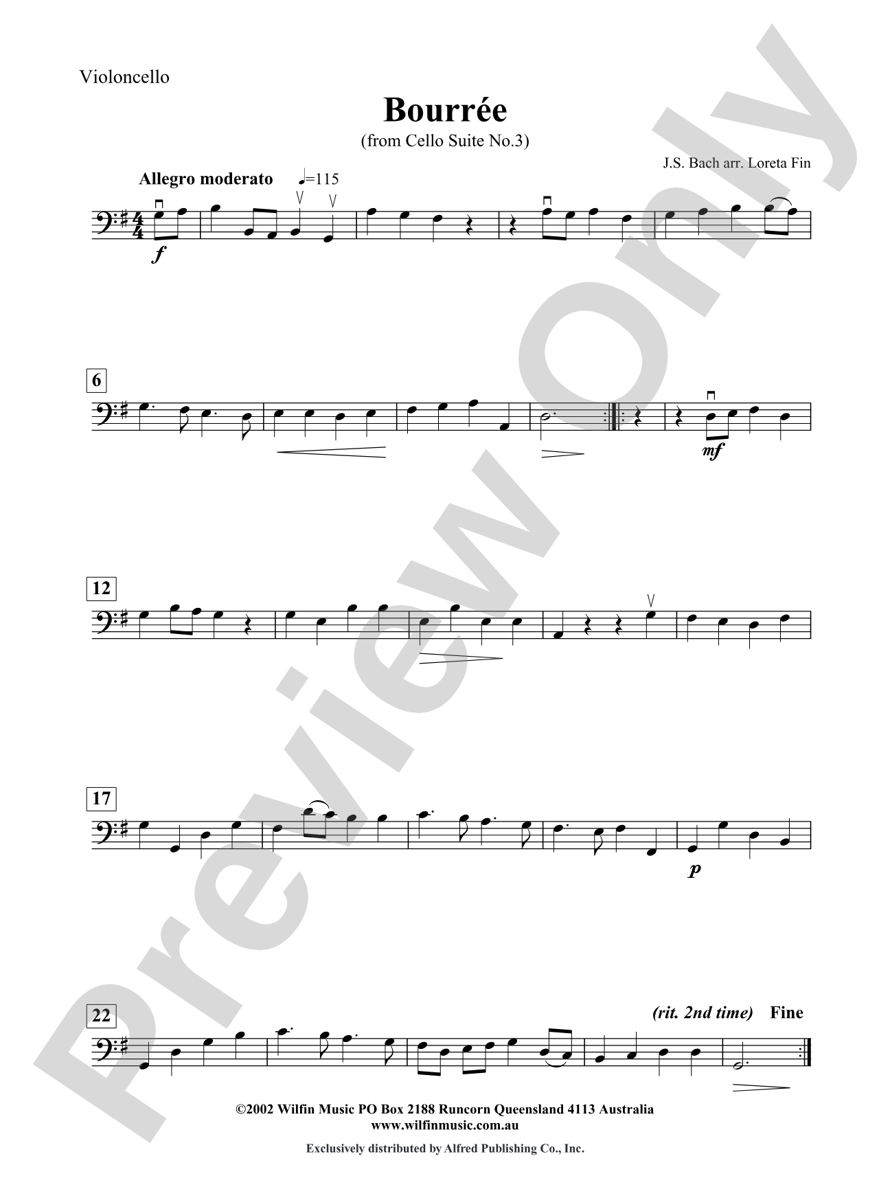 Bourree: Cello