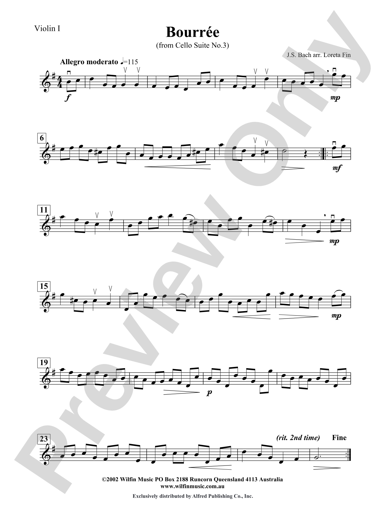 Bourree: 1st Violin