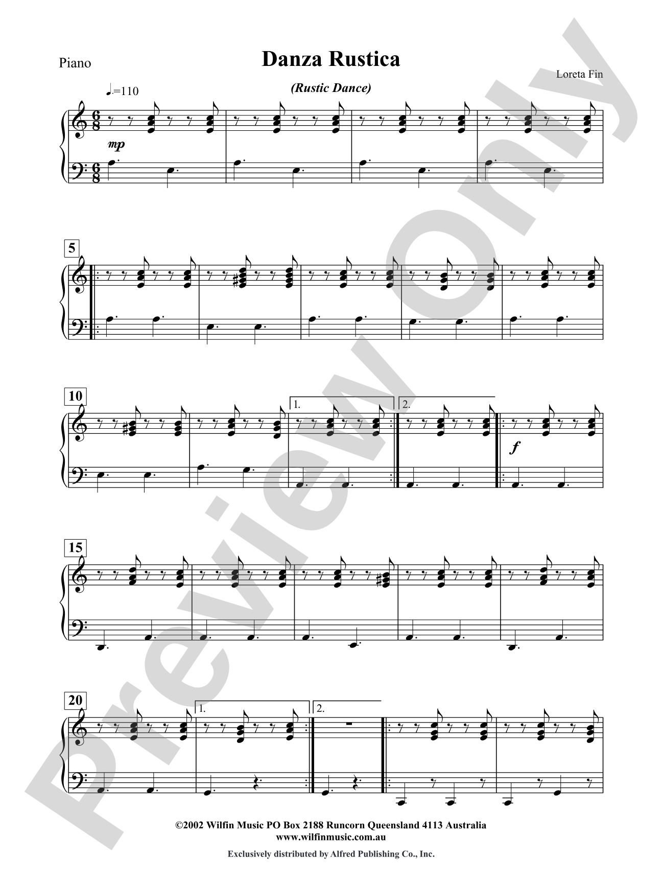 Danza Rustica: Piano Accompaniment