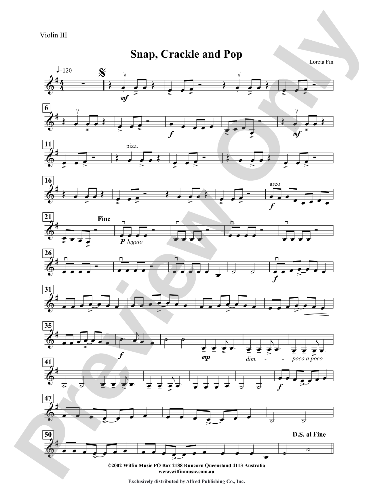 Snap, Crackle and Pop: 3rd Violin (Viola [TC])