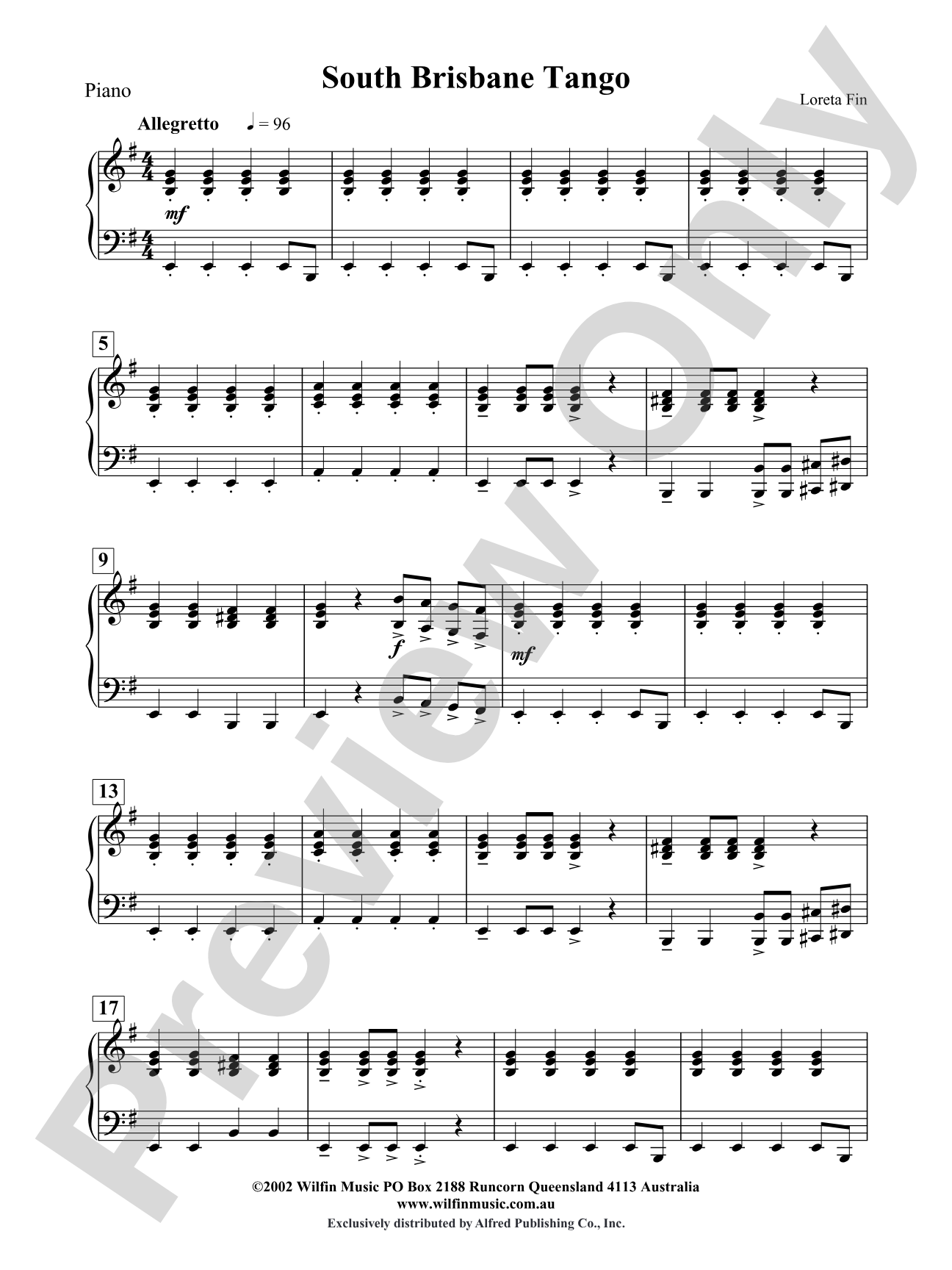 South Brisbane Tango: Piano Accompaniment