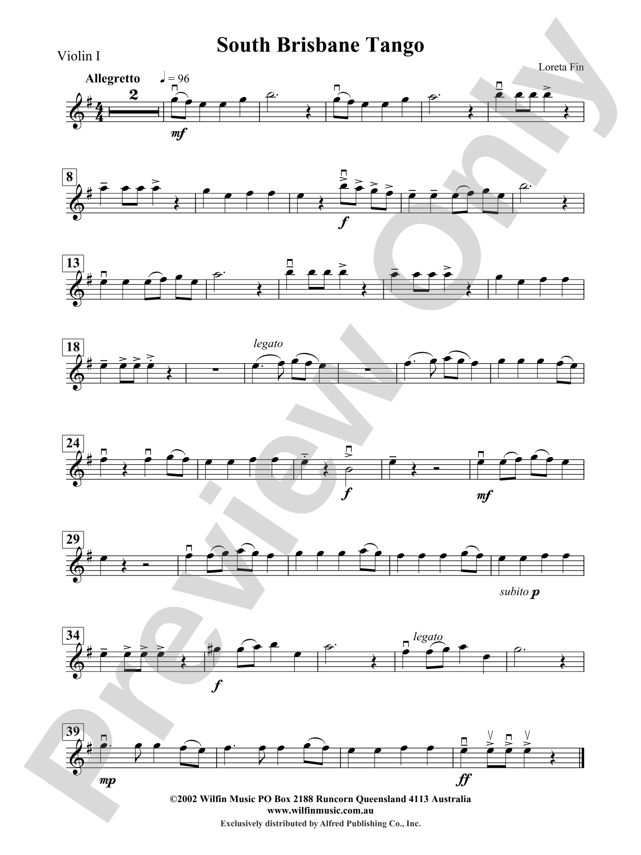 South Brisbane Tango: 1st Violin