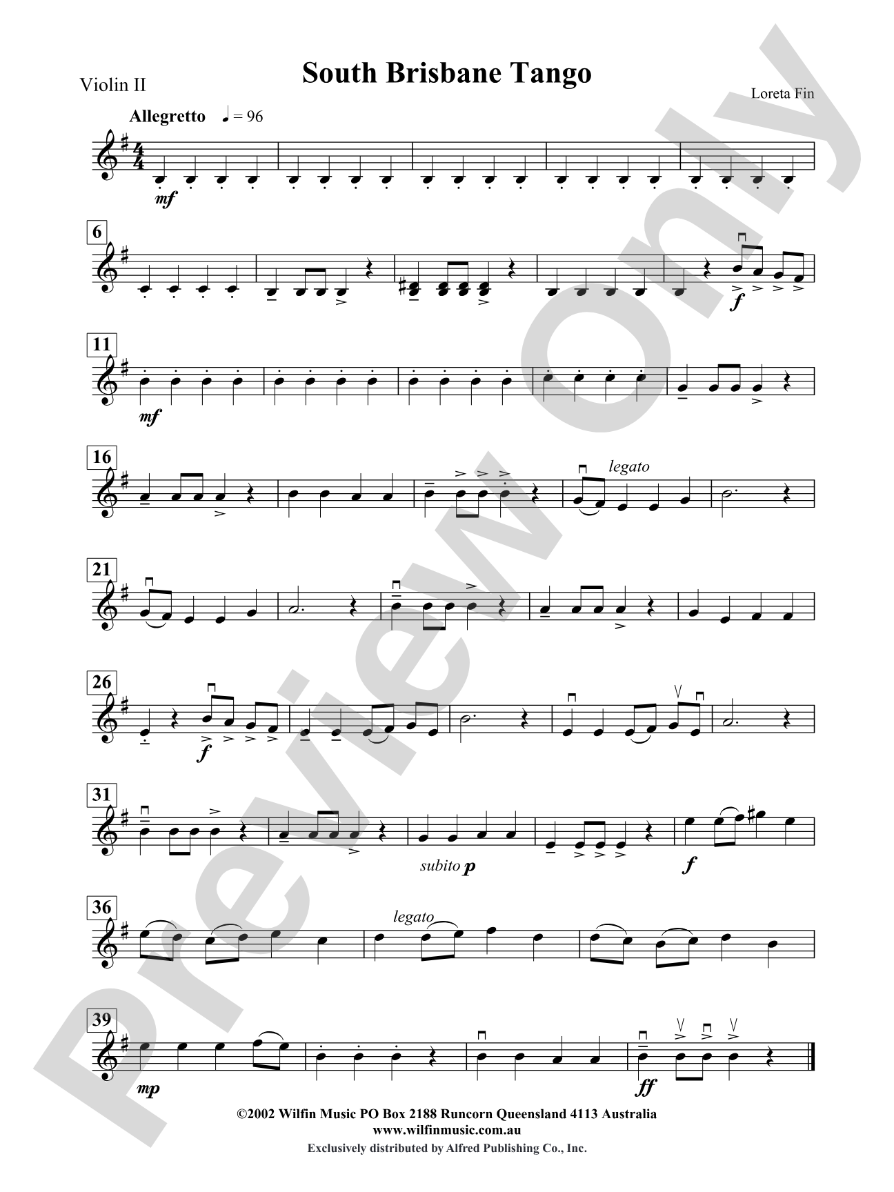 South Brisbane Tango: 2nd Violin
