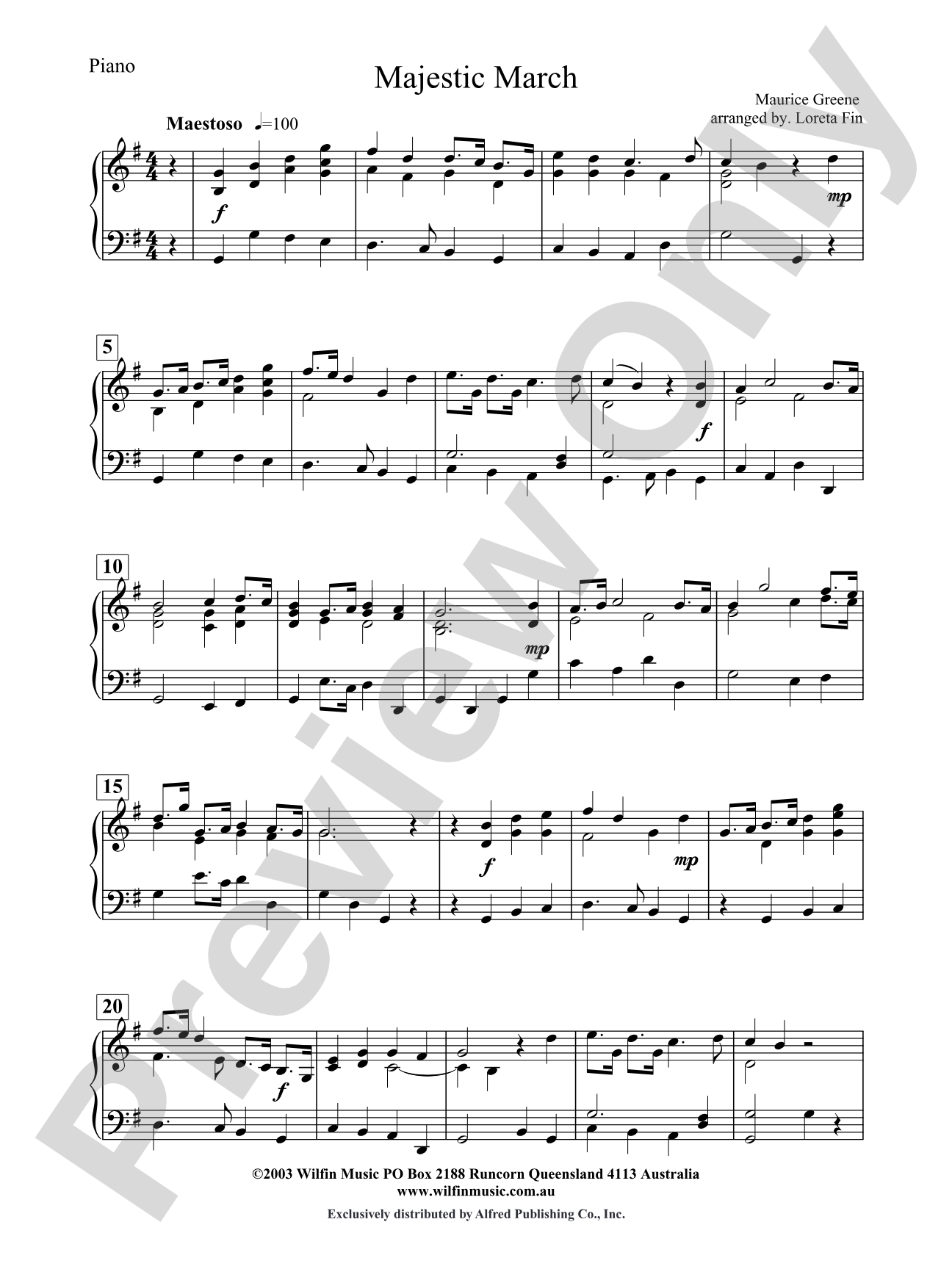 Majestic March: Piano Accompaniment
