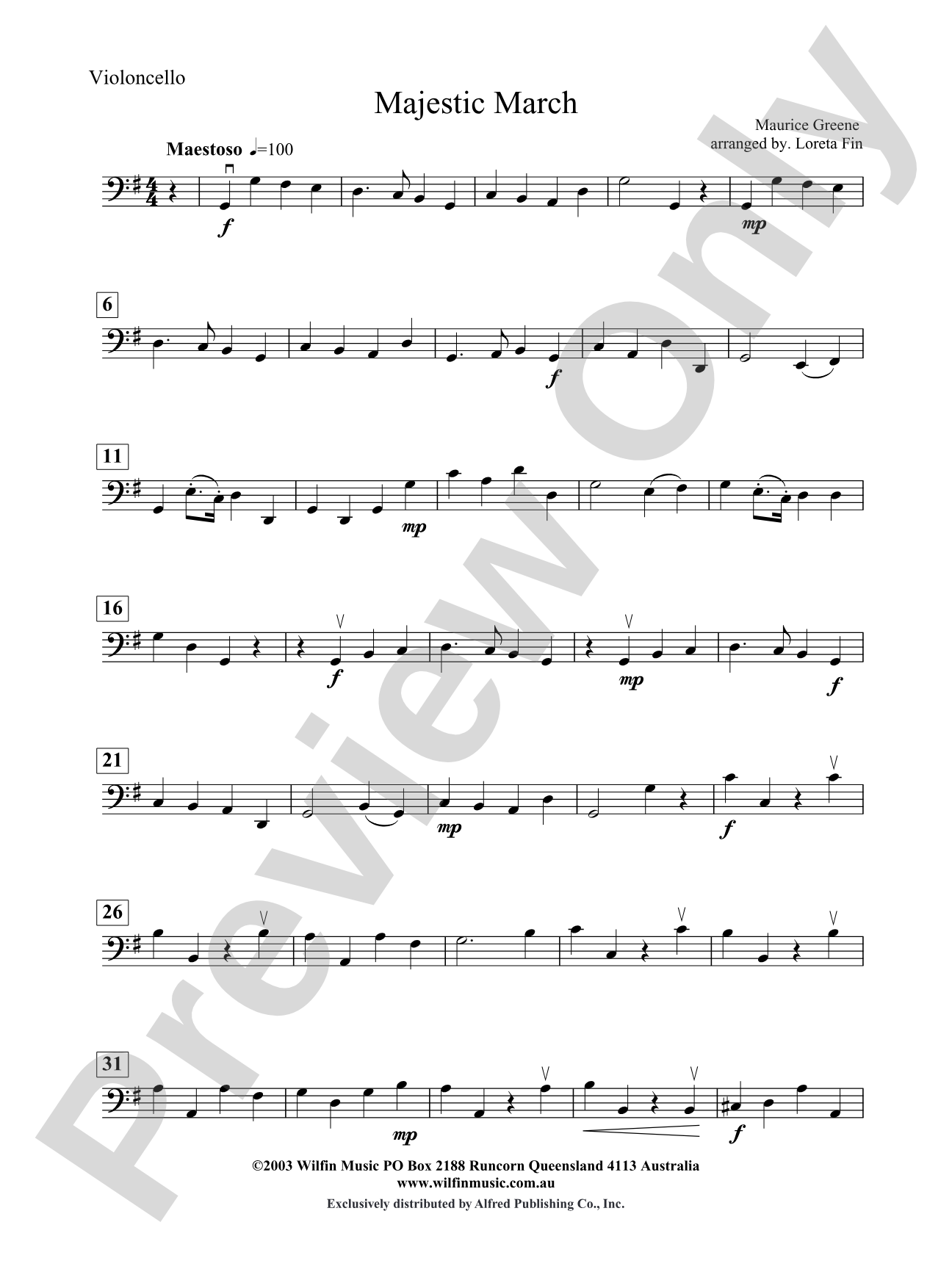 Majestic March: Cello