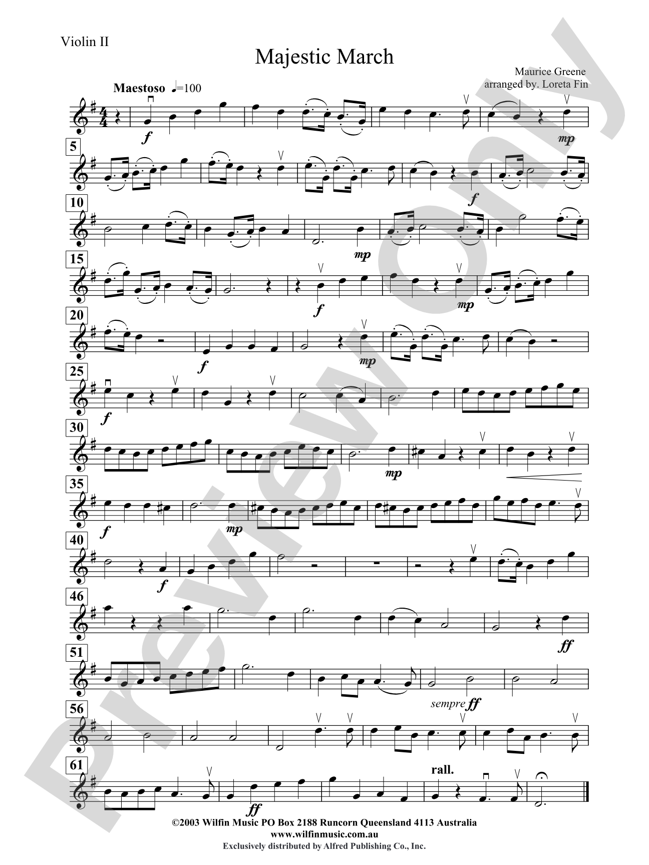 Majestic March: 2nd Violin