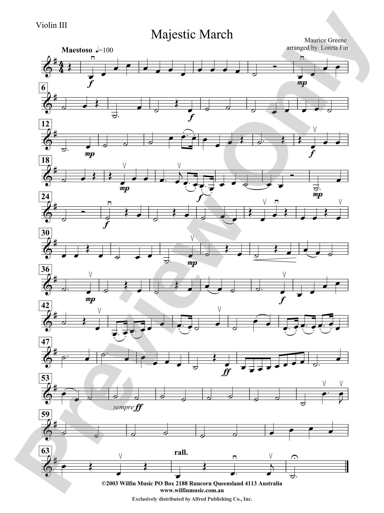 Majestic March: 3rd Violin (Viola [TC])