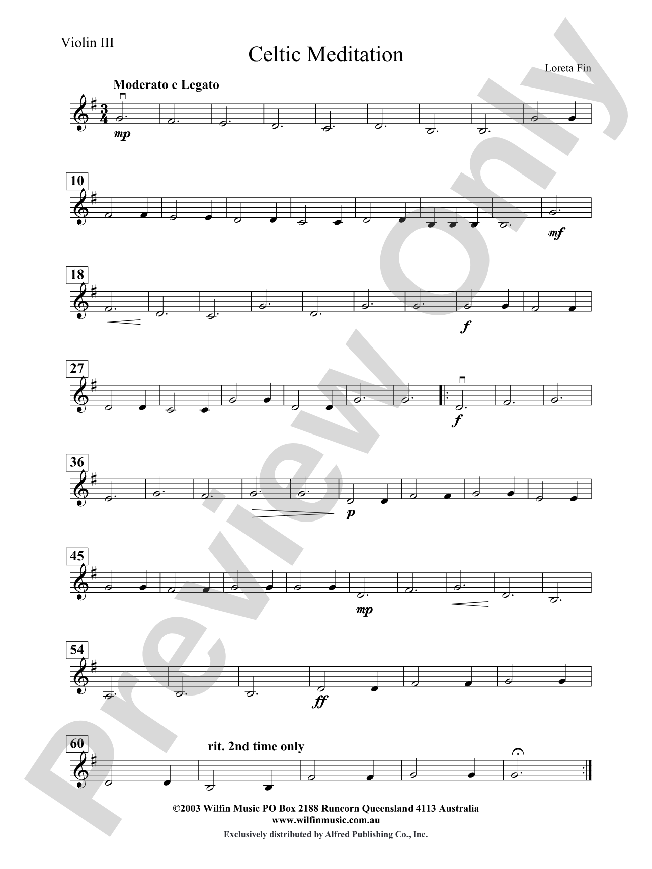 Celtic Meditation: 3rd Violin (Viola [TC])
