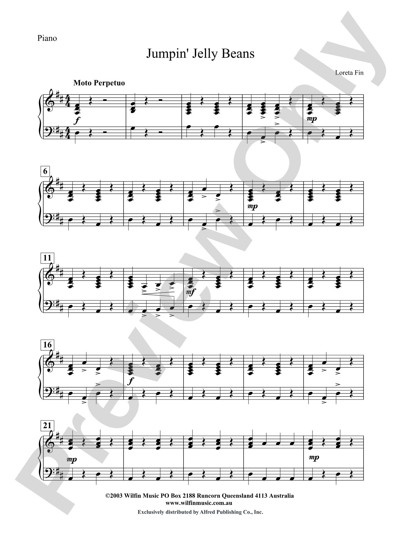 Jumpin' Jelly Beans: Piano Accompaniment