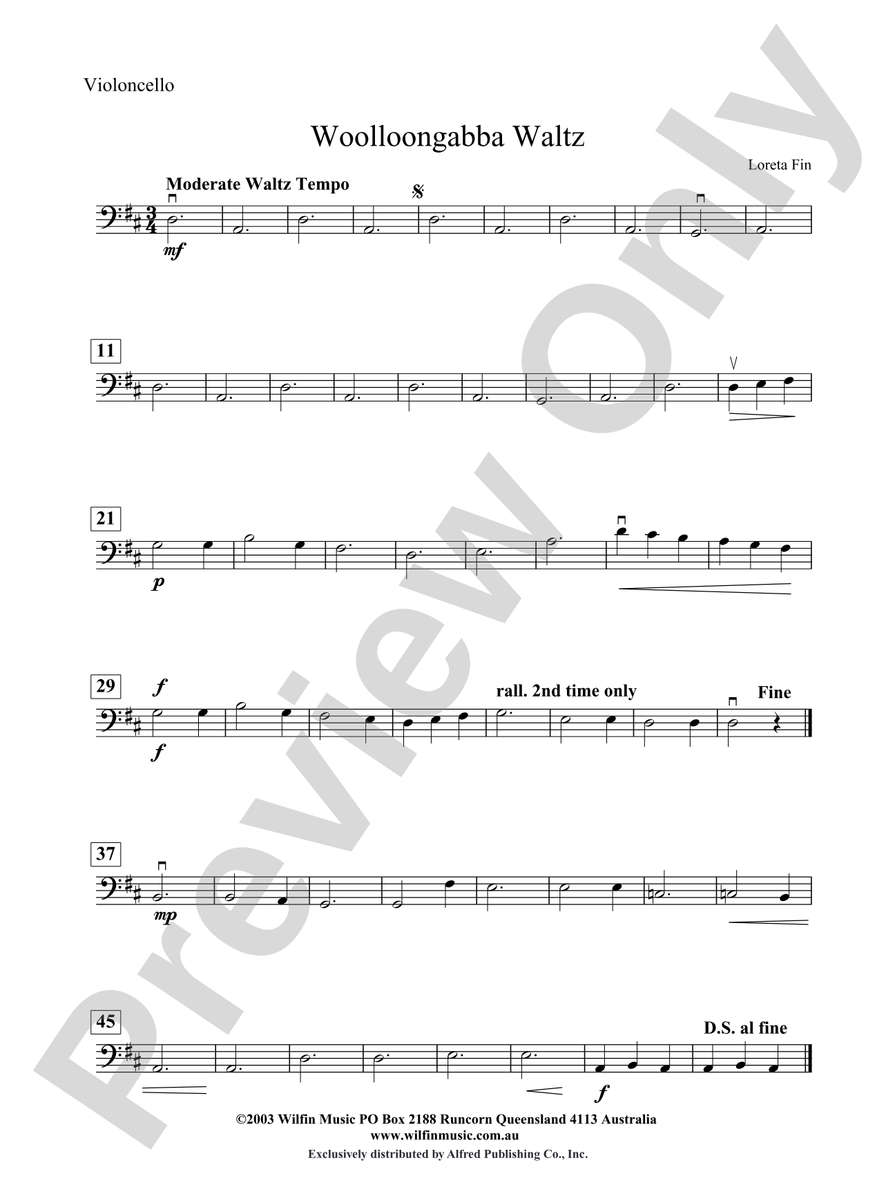 Woolloongabba Waltz: Cello
