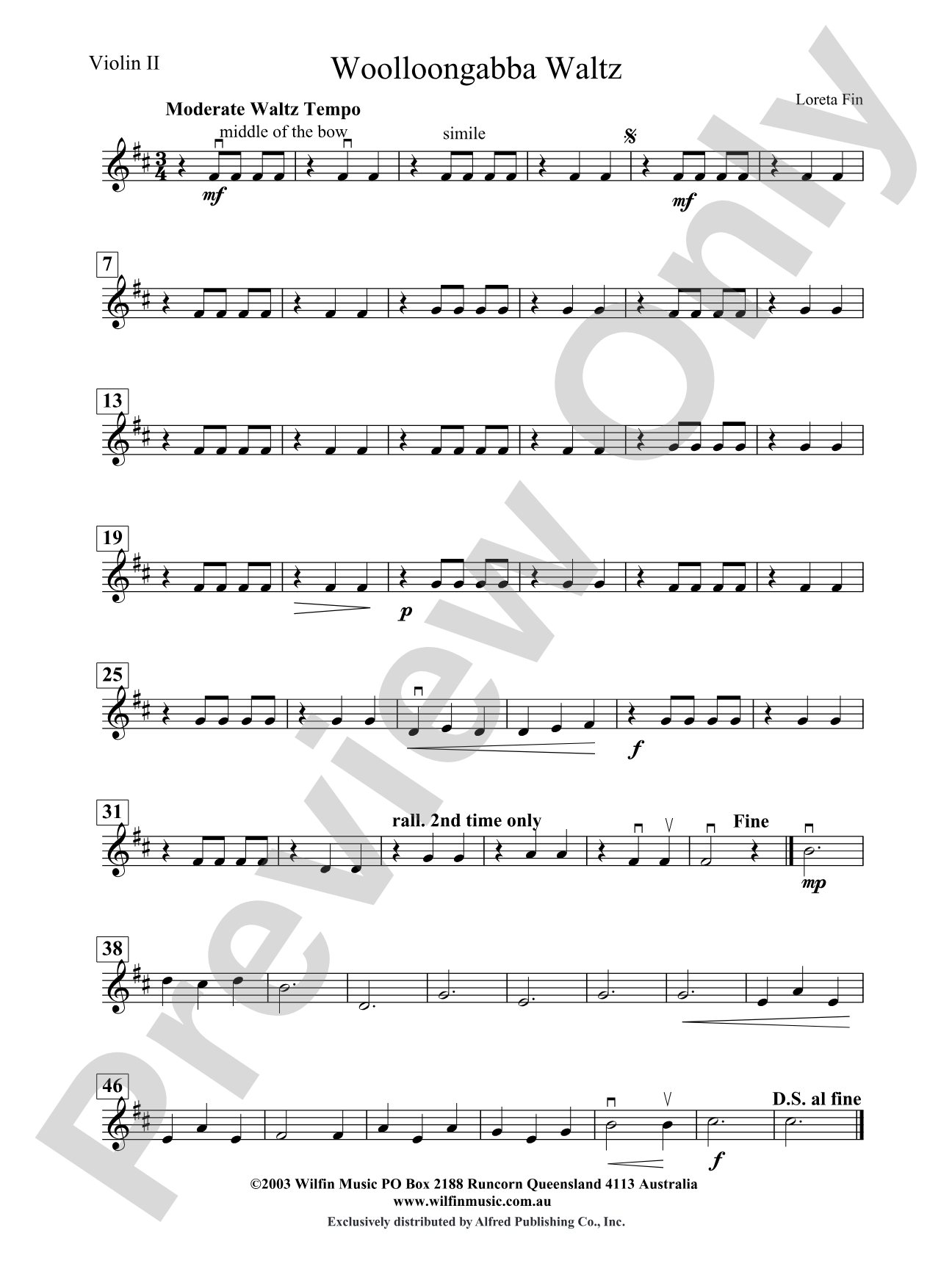 Woolloongabba Waltz: 2nd Violin