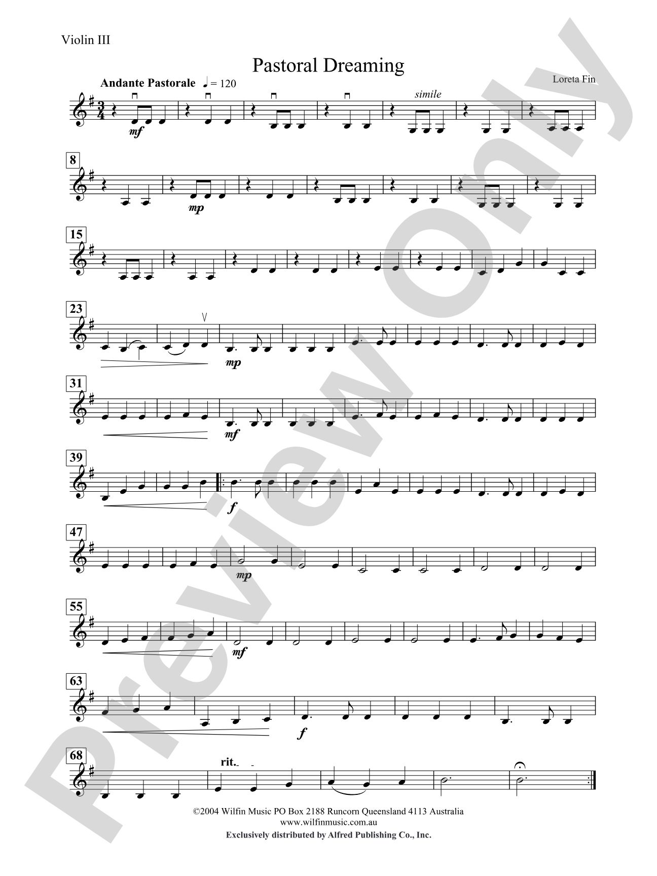 Pastoral Dreaming: 3rd Violin (Viola [TC])