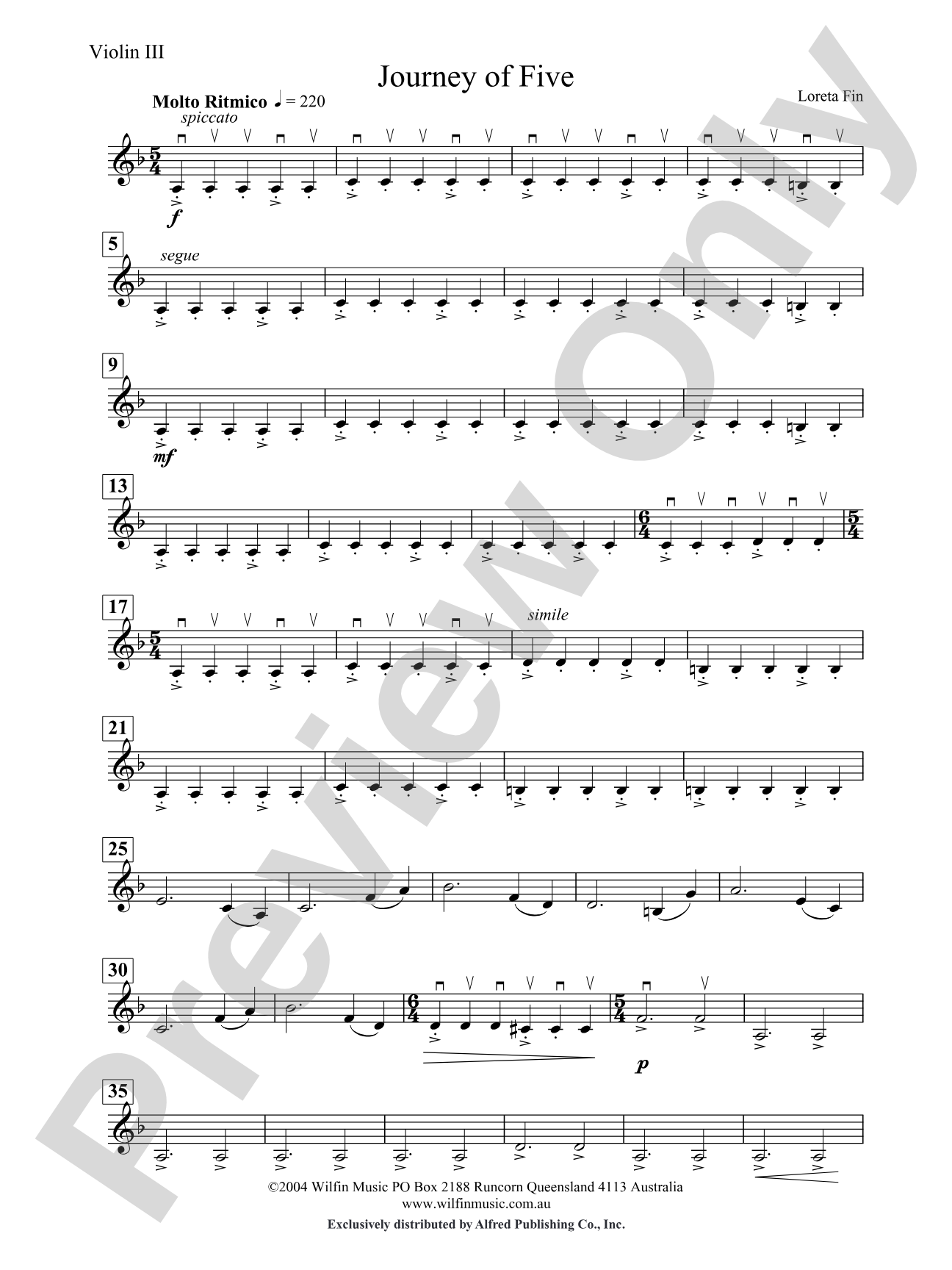 Journey of Five: 3rd Violin (Viola [TC])