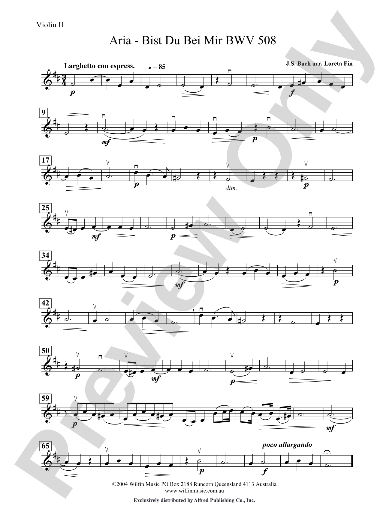 Aria -- Bist Du Bei Mir: 2nd Violin