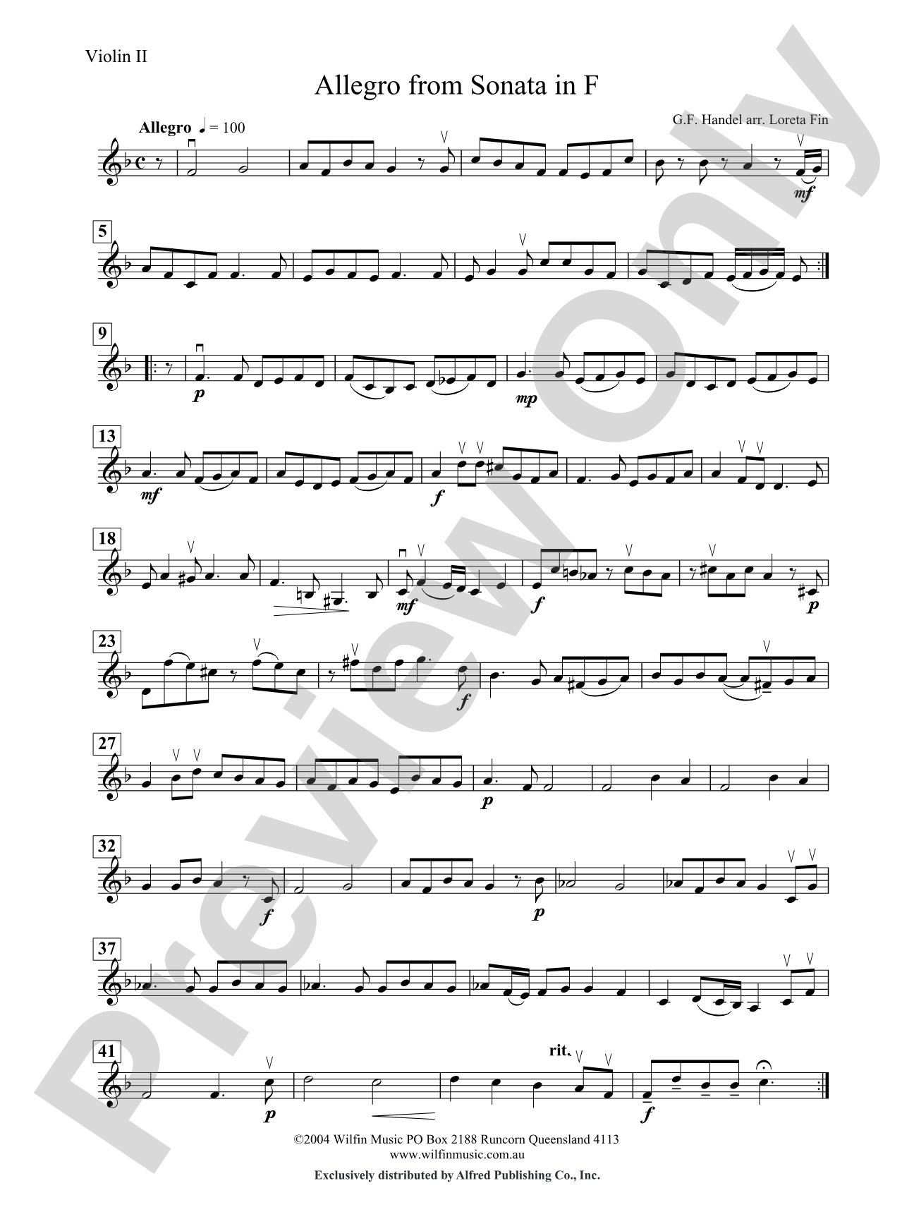 Allegro from Sonata in F: 2nd Violin