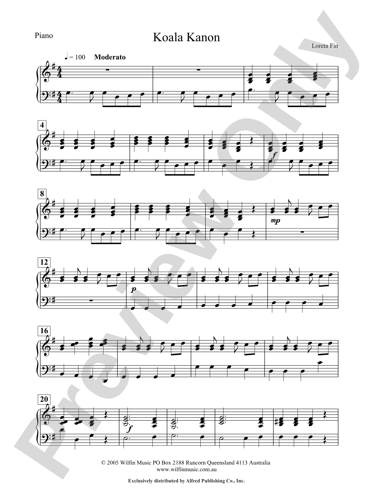 Koala Kanon: Piano Accompaniment