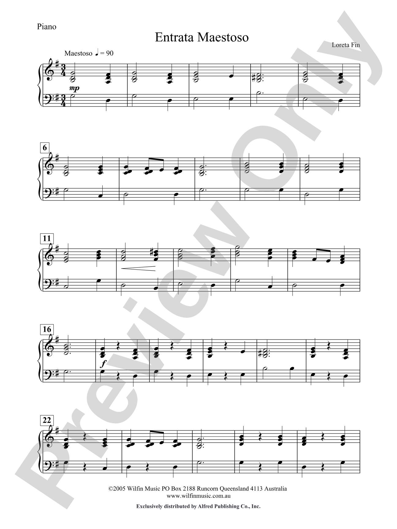 Entrata Maestoso: Piano Accompaniment