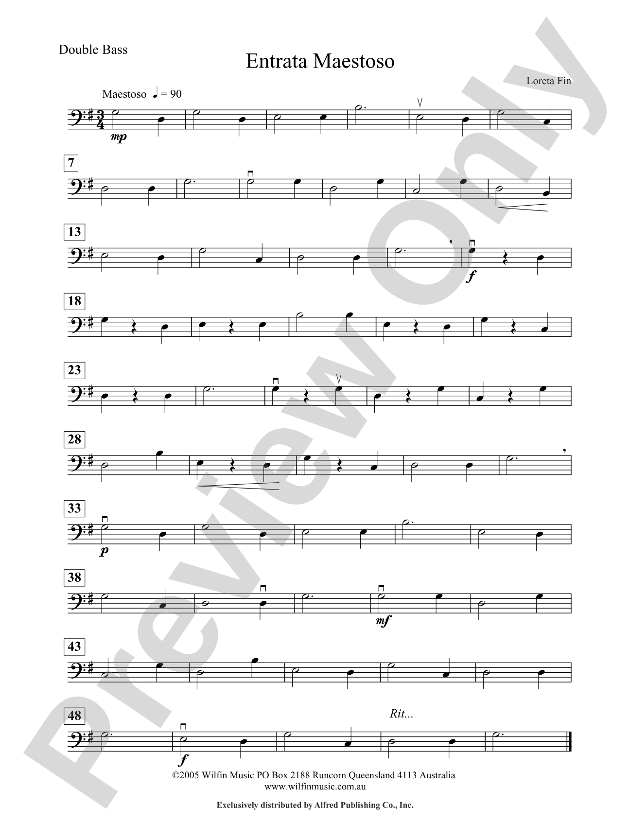 Entrata Maestoso: String Bass