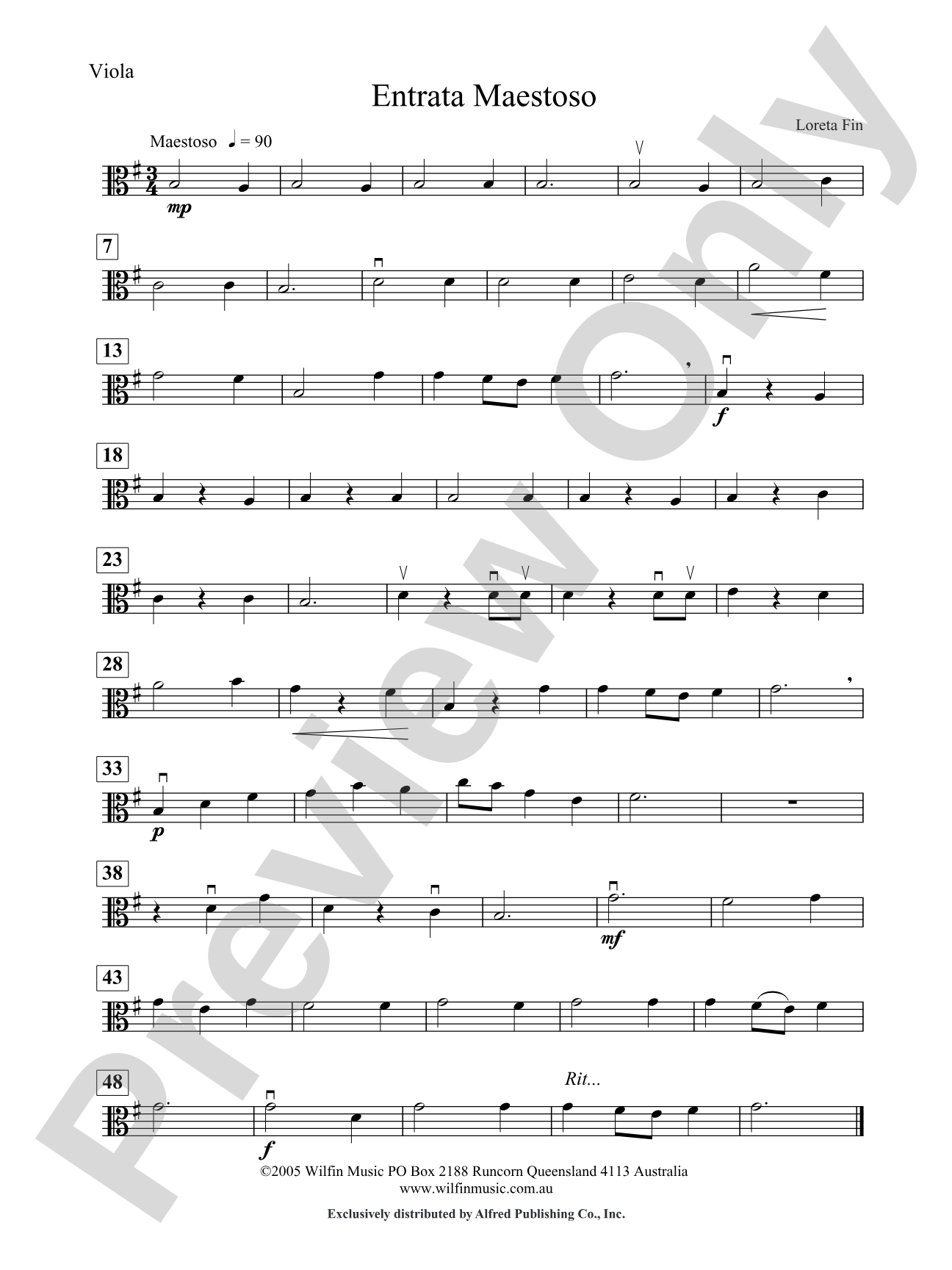 Entrata Maestoso: Viola