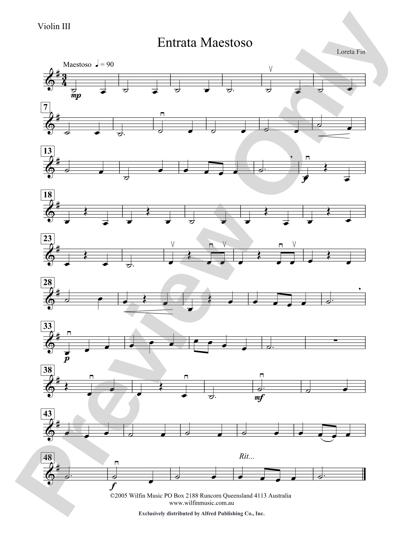 Entrata Maestoso: 3rd Violin (Viola [TC])