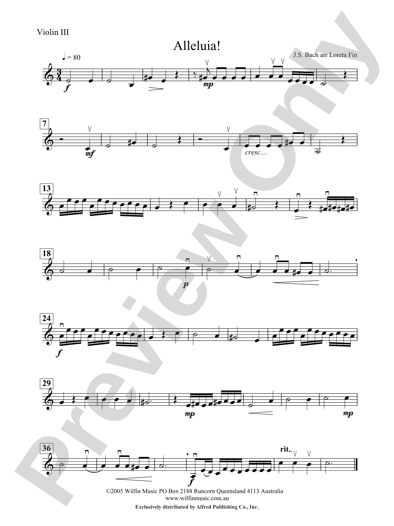 Alleluia!: 3rd Violin (Viola [TC])