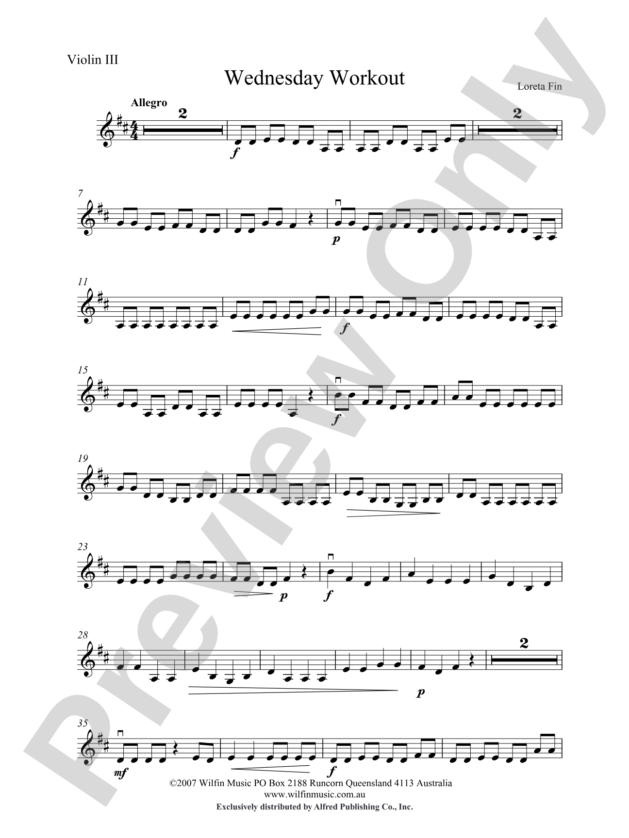 Wednesday Workout: 3rd Violin (Viola [TC])