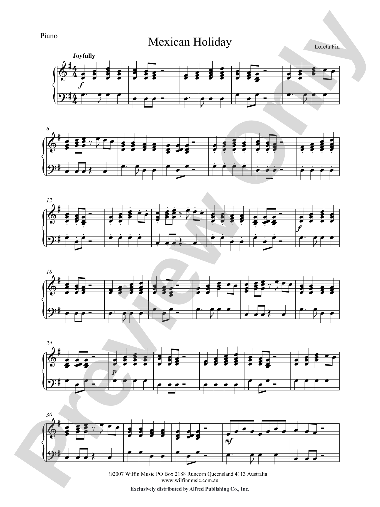 Mexican Holiday: Piano Accompaniment