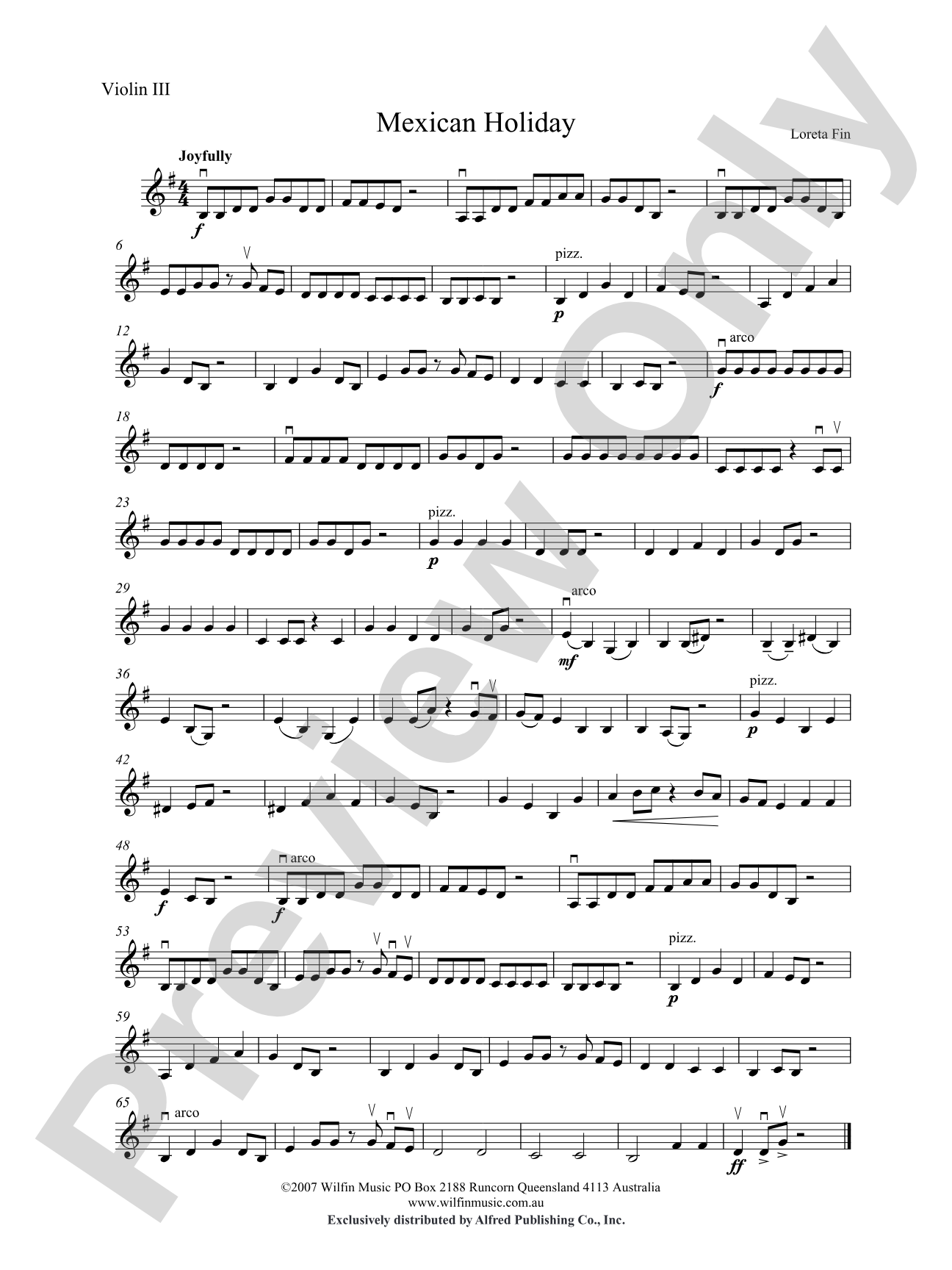 Mexican Holiday: 3rd Violin (Viola [TC])