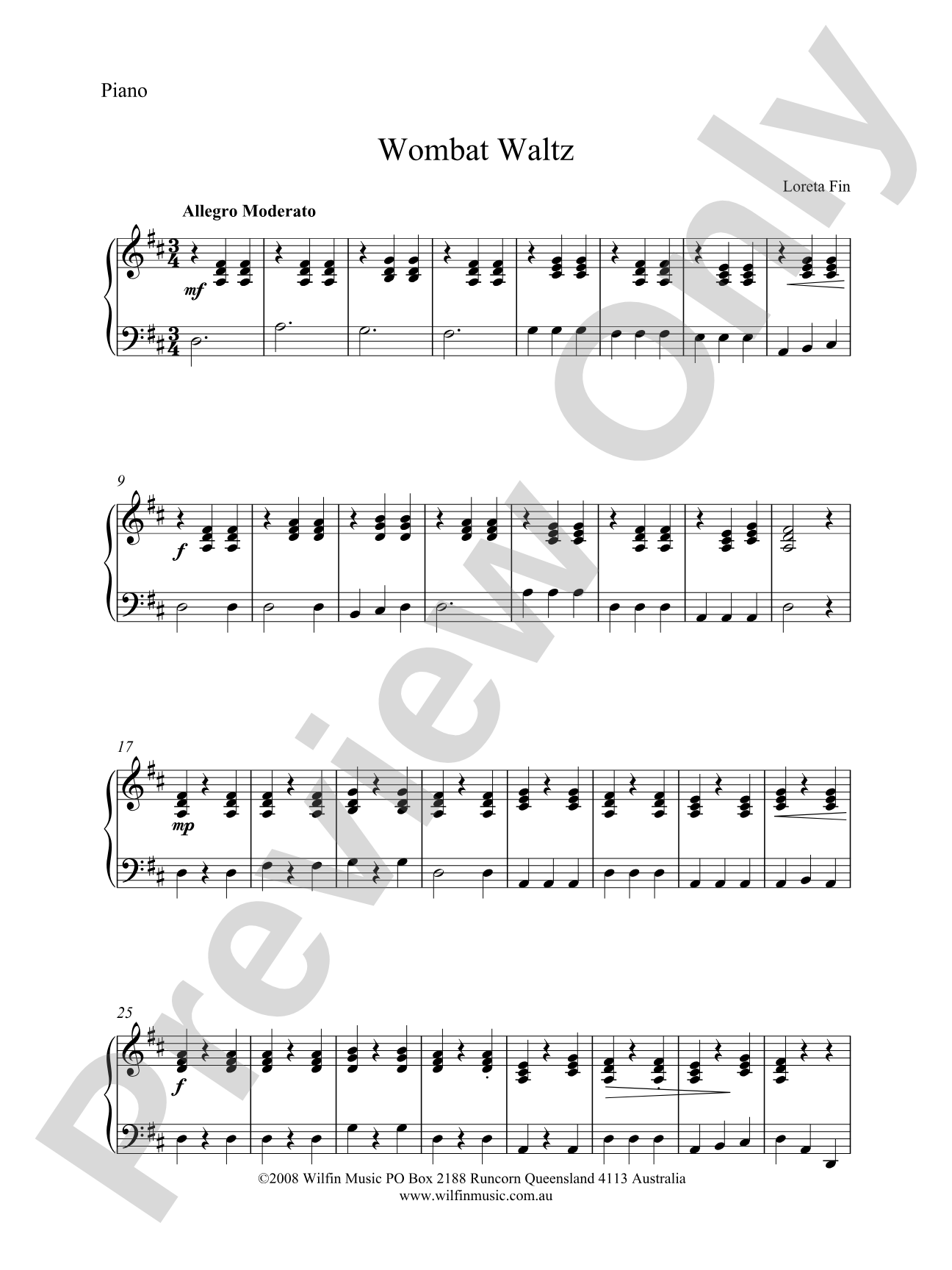Wombat Waltz: Piano Accompaniment
