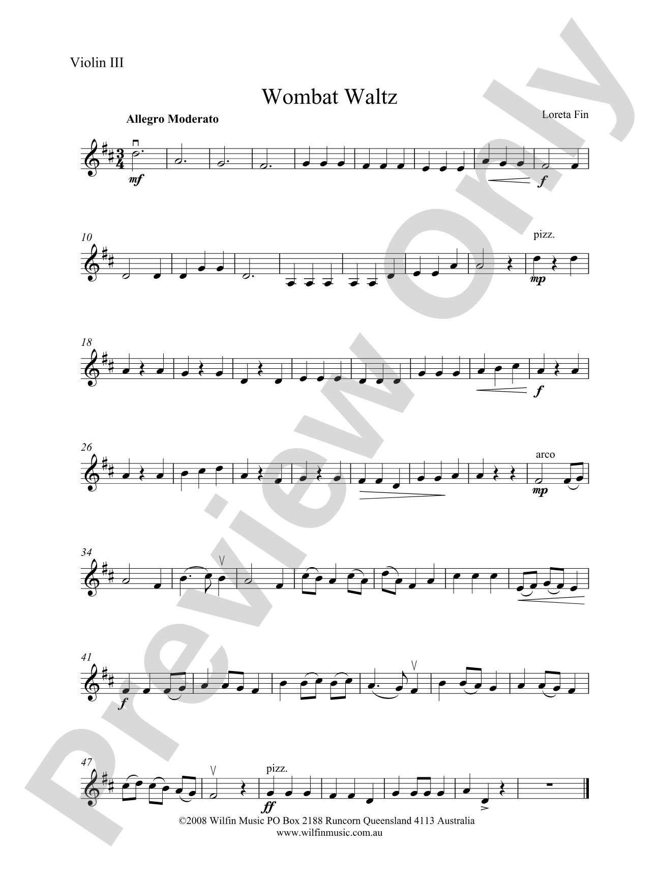 Wombat Waltz: 3rd Violin (Viola [TC])