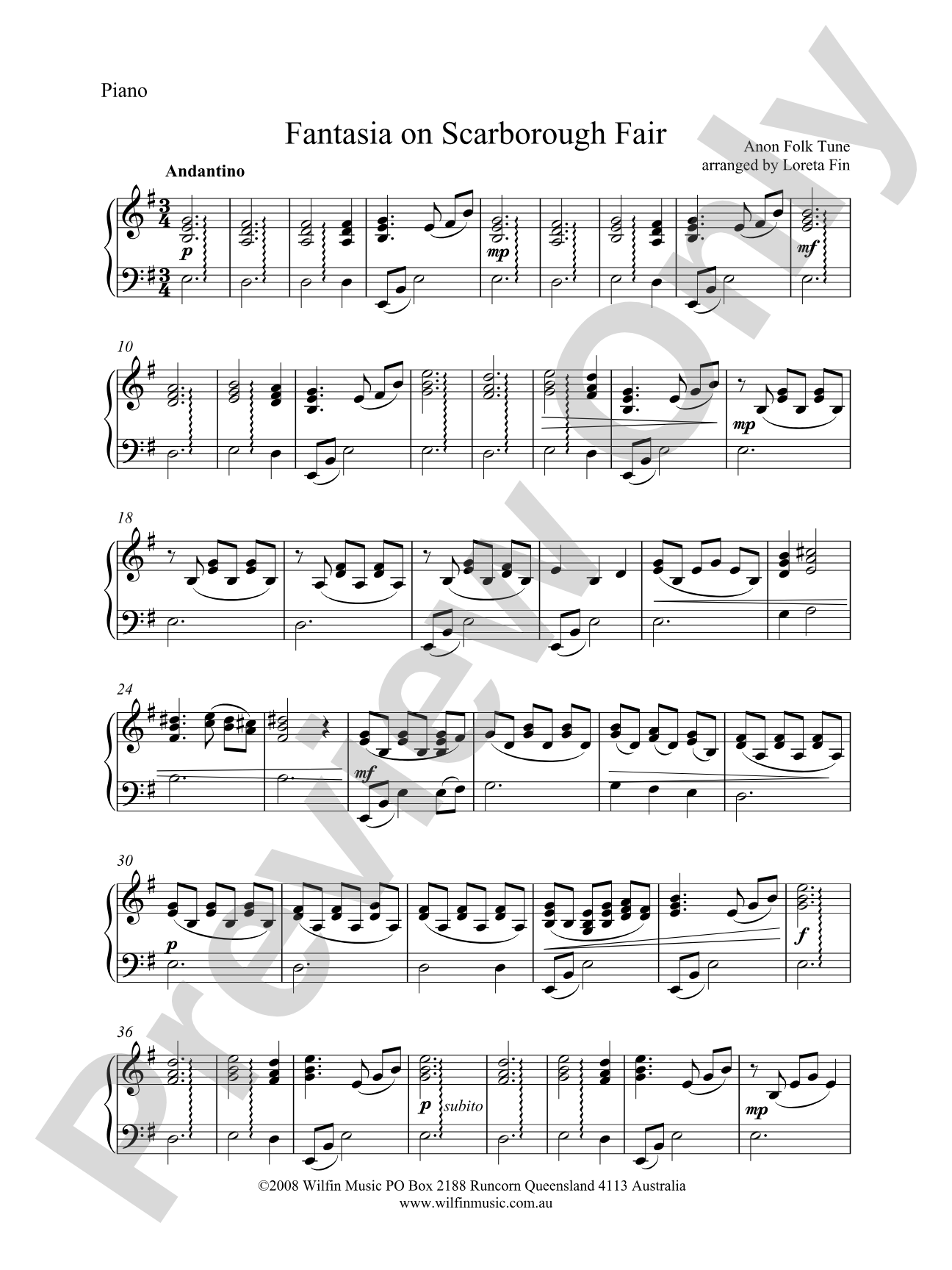 Fantasia on Scarborough Fair: Piano Accompaniment