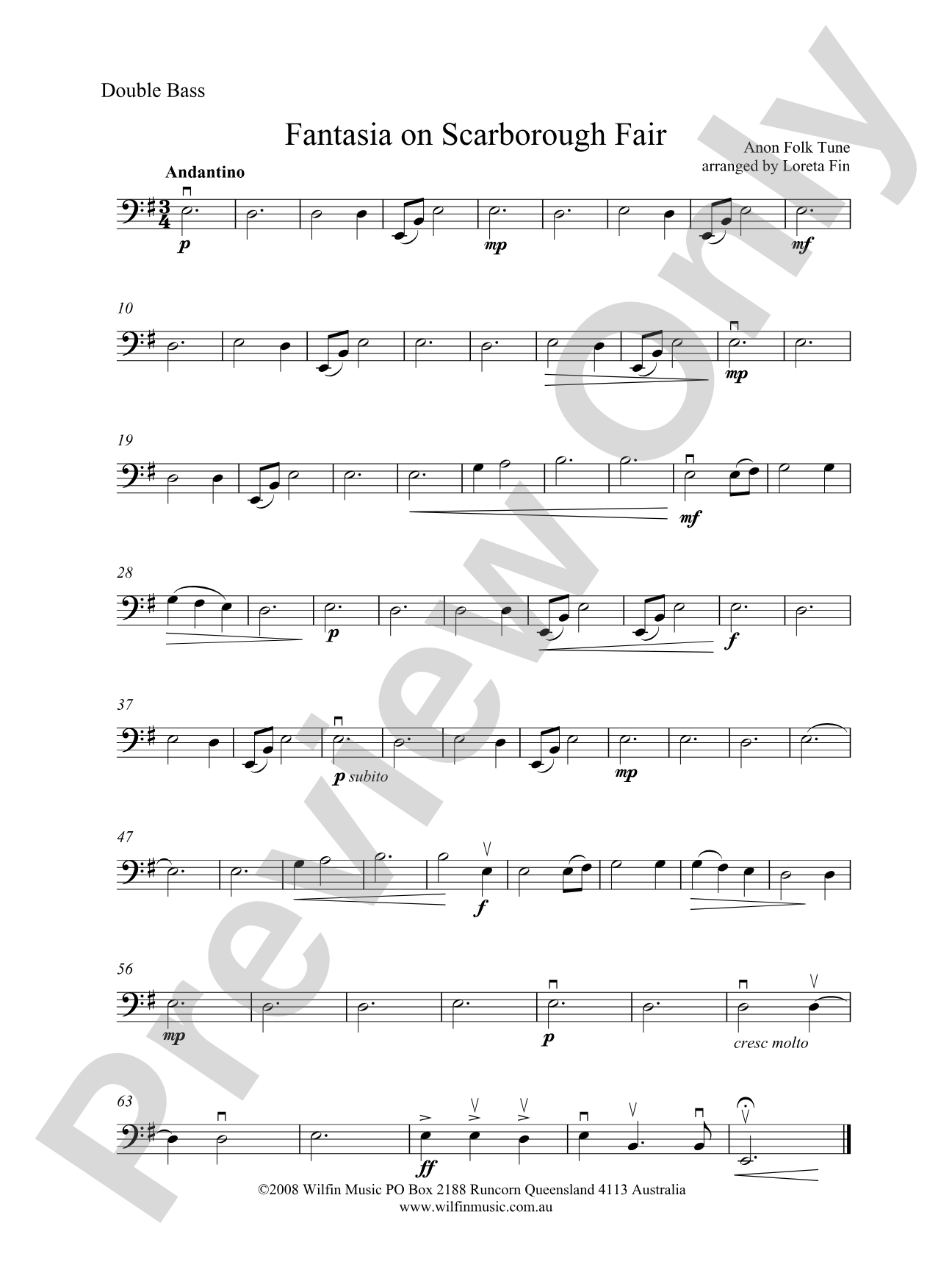 Fantasia on Scarborough Fair: String Bass