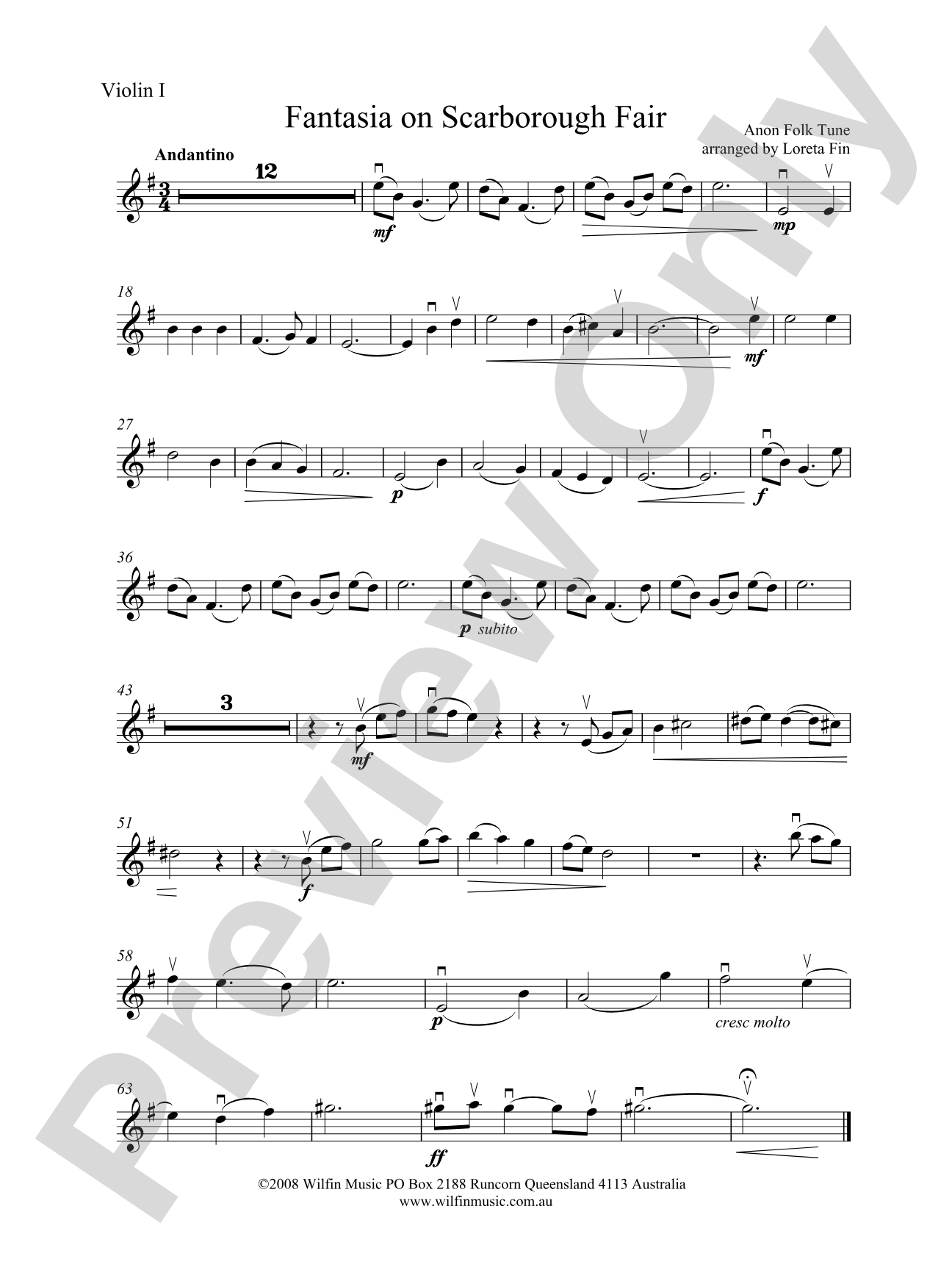 Fantasia on Scarborough Fair: 1st Violin