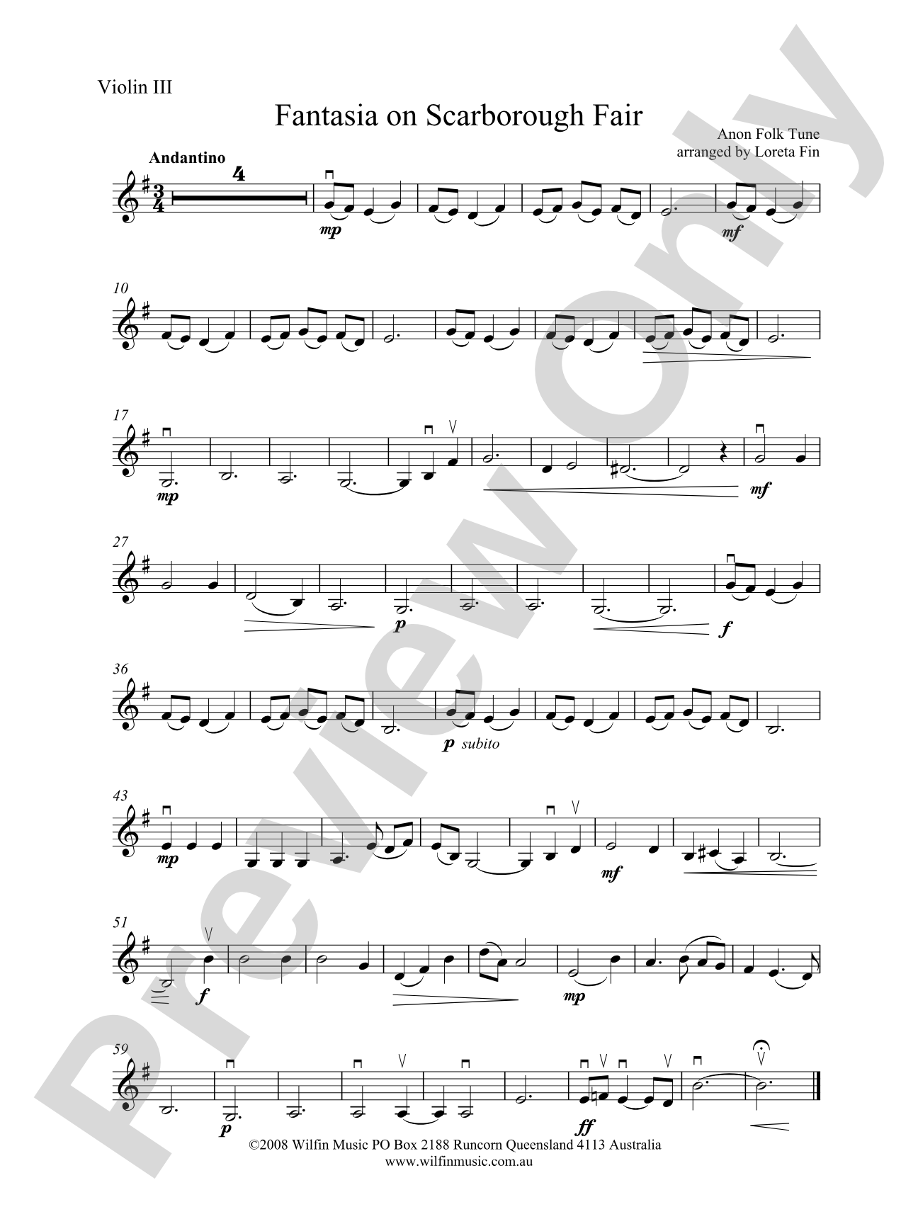 Fantasia on Scarborough Fair: 3rd Violin (Viola [TC])