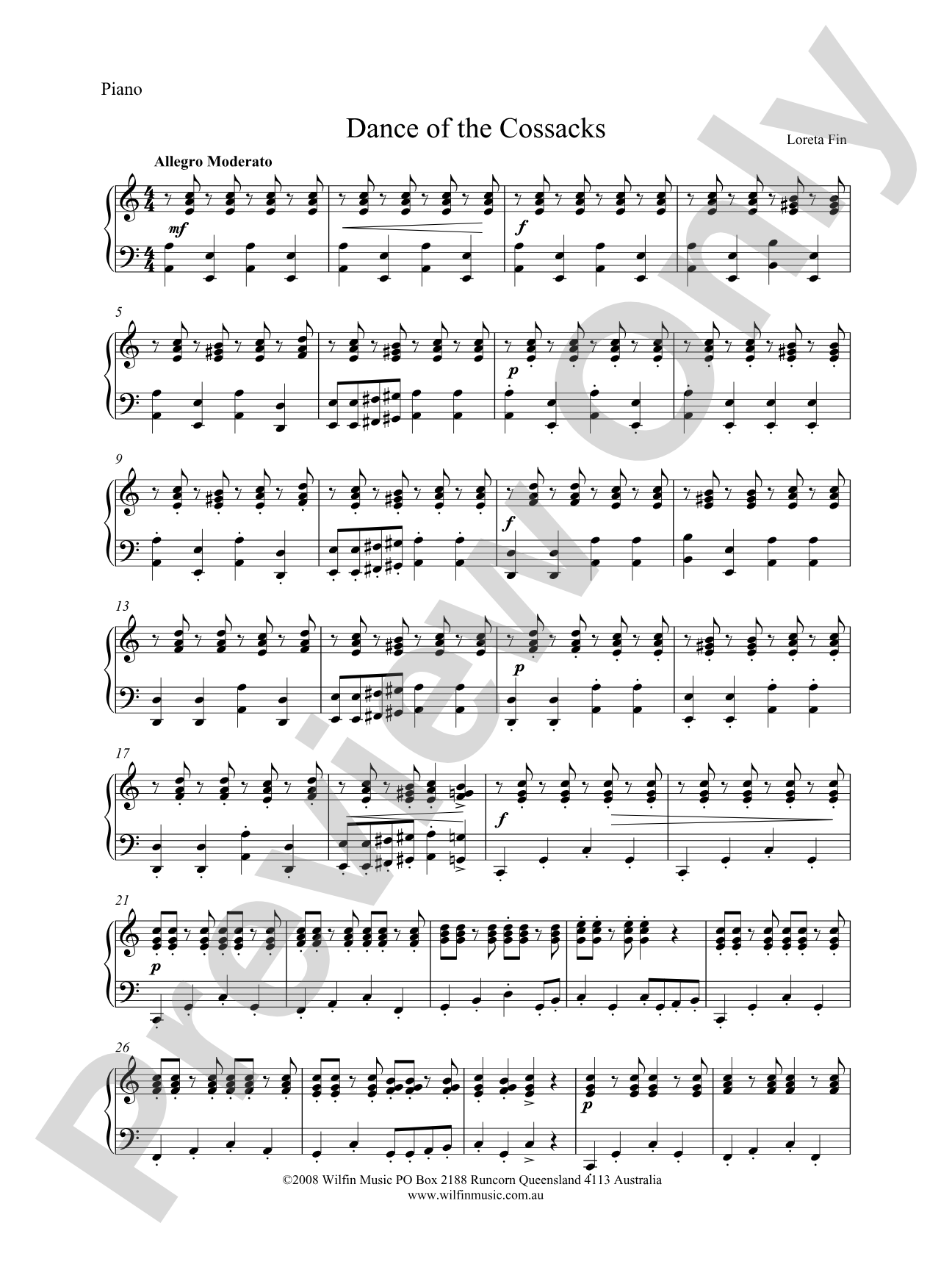 Dance of the Cossacks: Piano Accompaniment