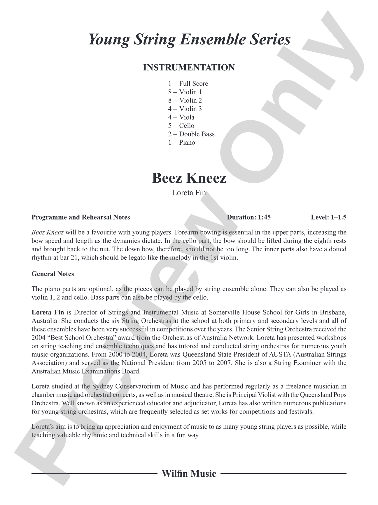 Beez Kneez: String Orchestra Conductor Score & Parts