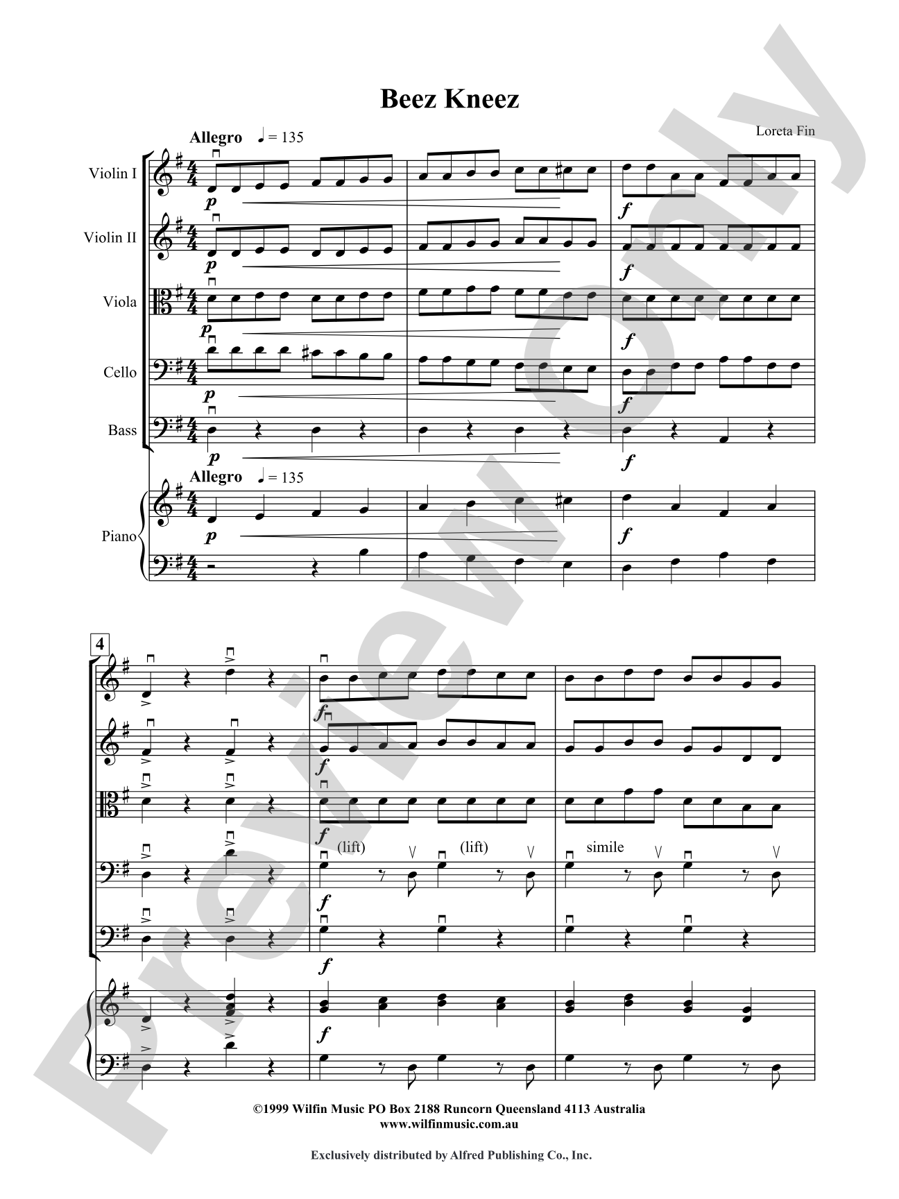 Beez Kneez: String Orchestra Conductor Score & Parts