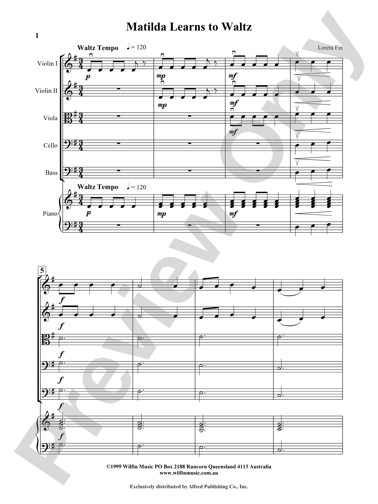 Matilda Learns to Waltz: String Orchestra Conductor Score & Parts