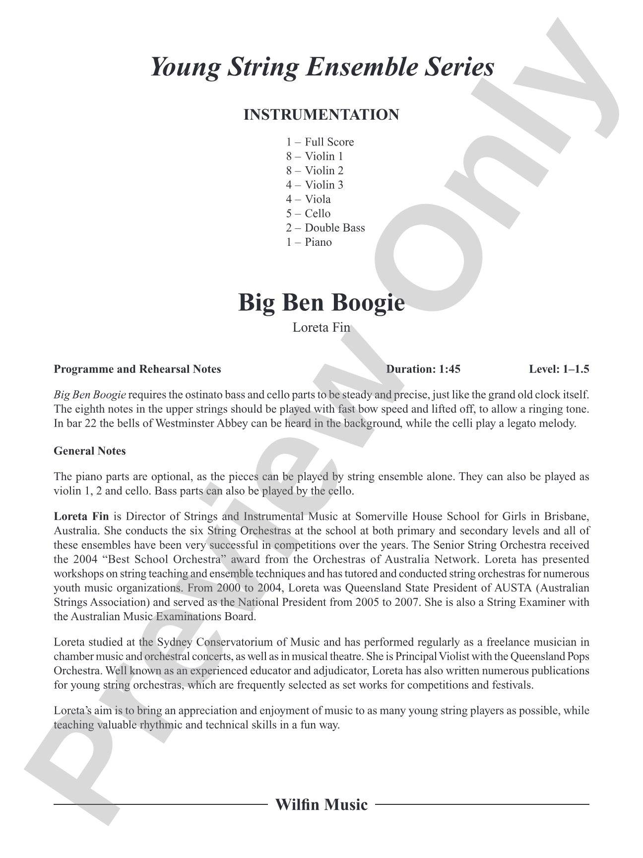 Big Ben Boogie: String Orchestra Conductor Score & Parts