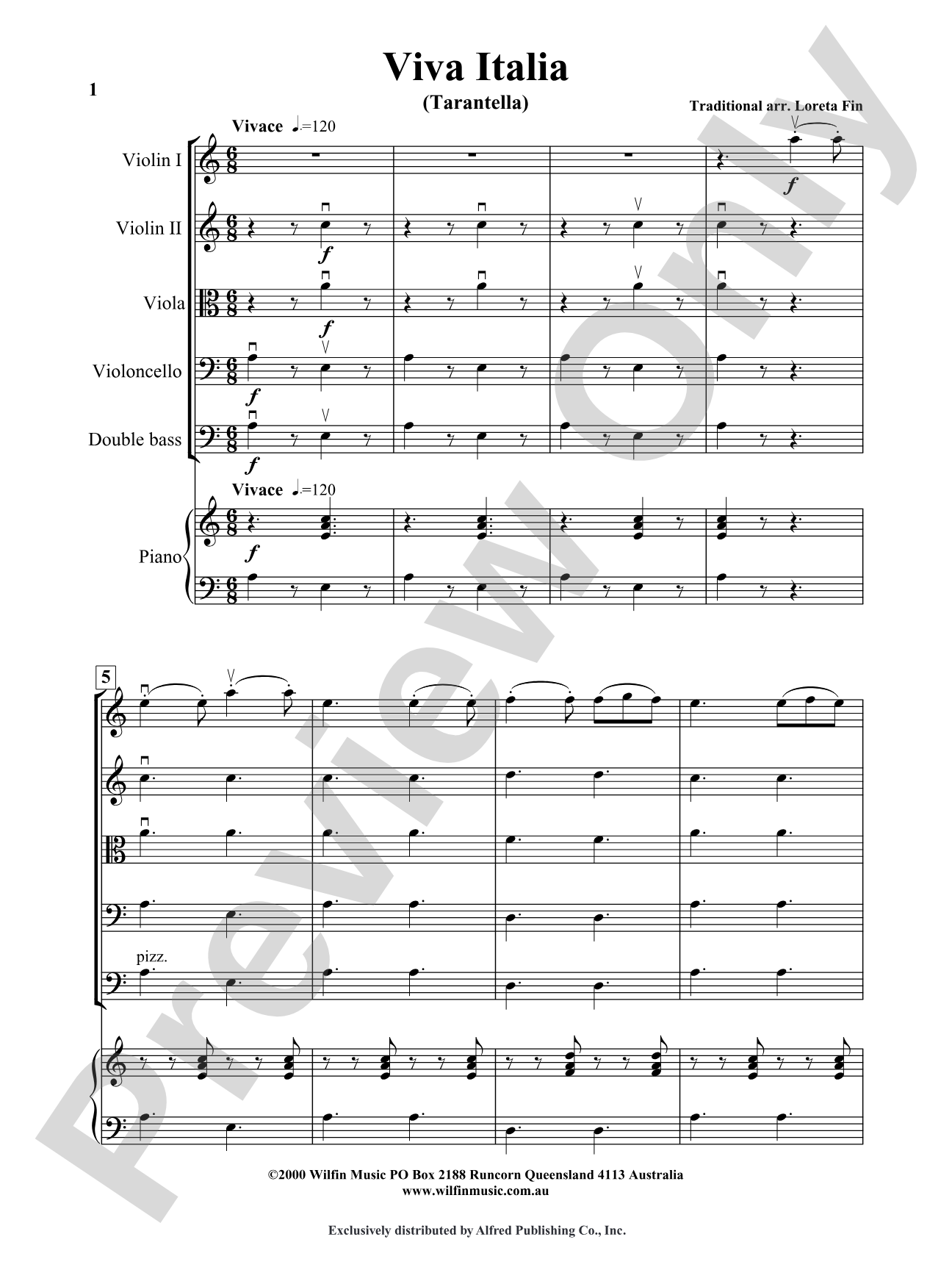 Viva Italia (Tarentella): String Orchestra Conductor Score & Parts
