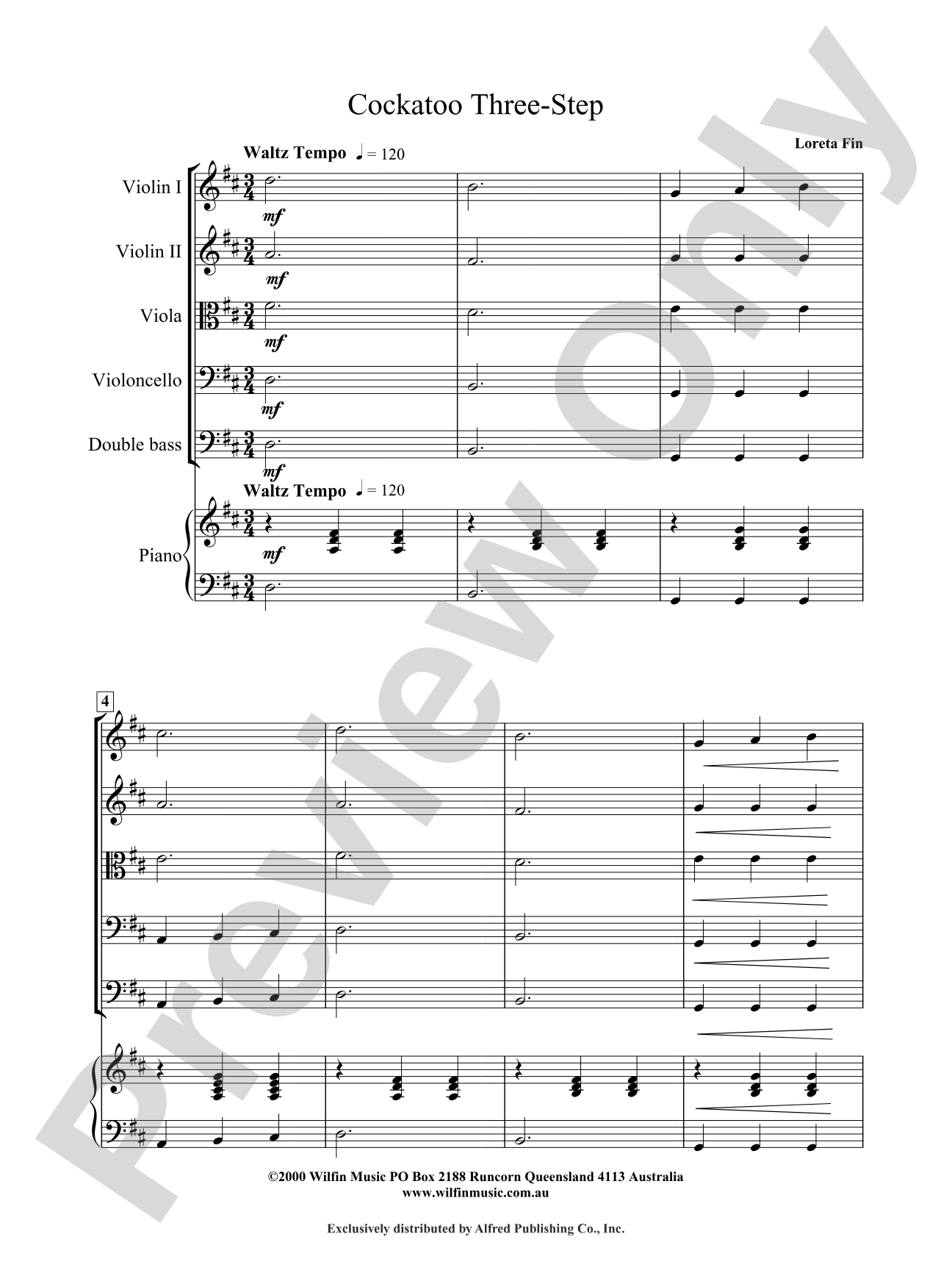 Cockatoo Three Step: String Orchestra Conductor Score & Parts