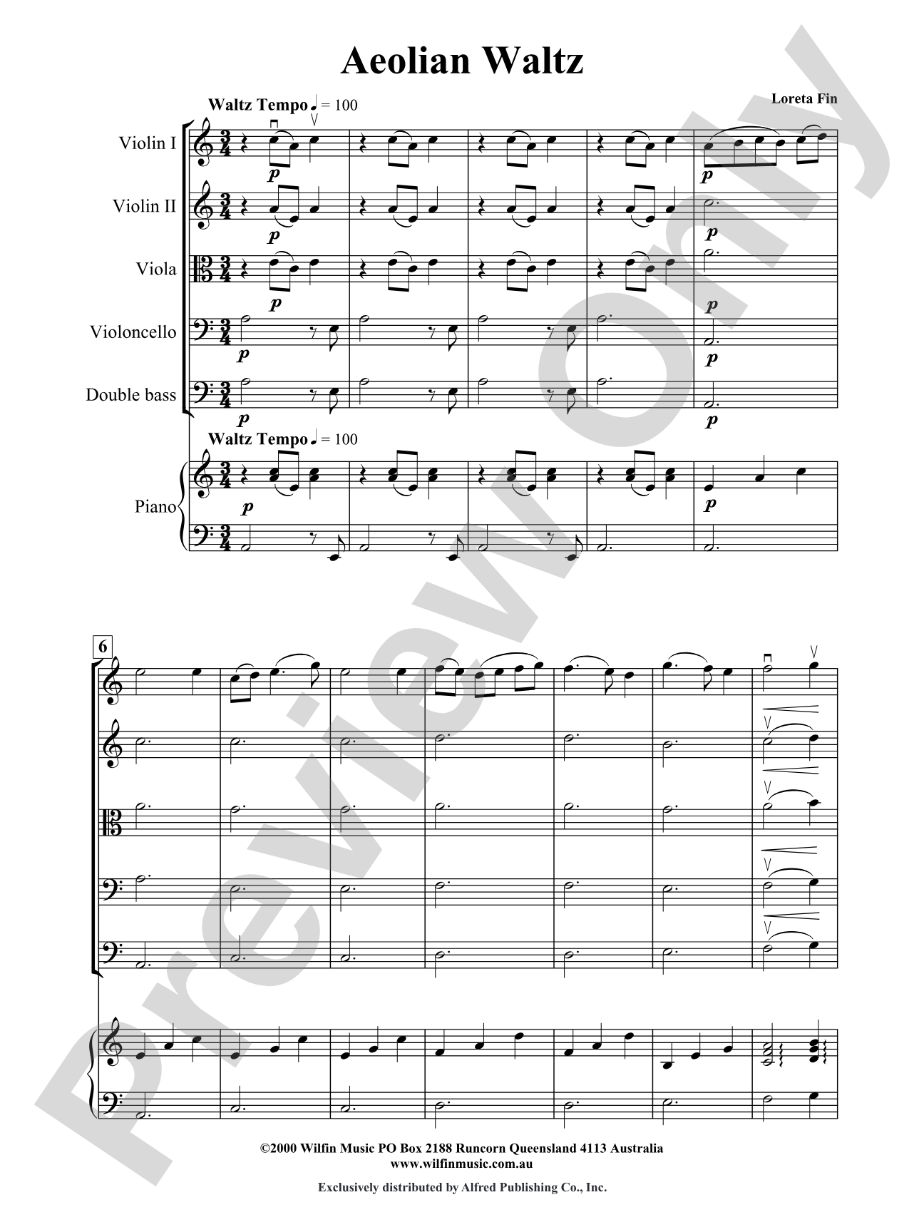 Aeolian Waltz: String Orchestra Conductor Score & Parts