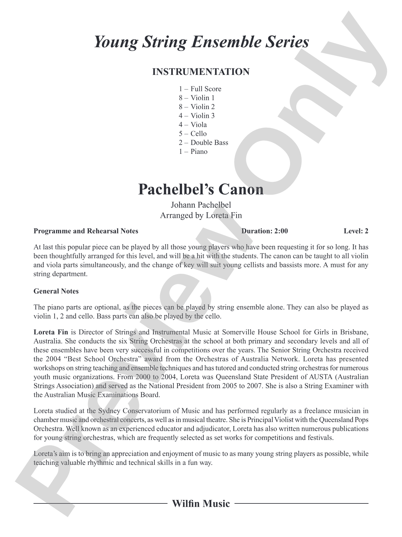 Pachelbel's Canon: String Orchestra Conductor Score & Parts