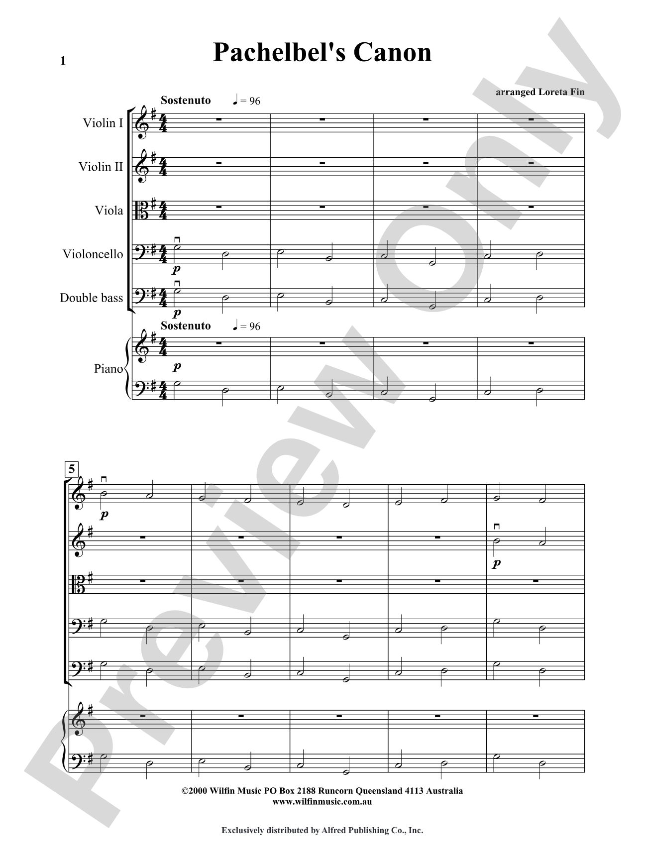 Pachelbel's Canon: String Orchestra Conductor Score & Parts