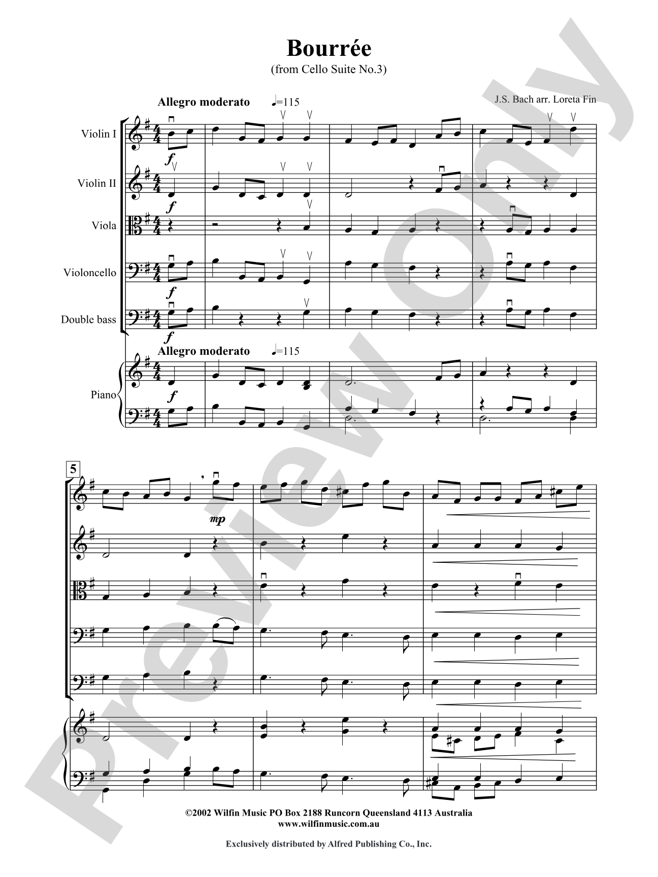 Bourree: String Orchestra Conductor Score & Parts